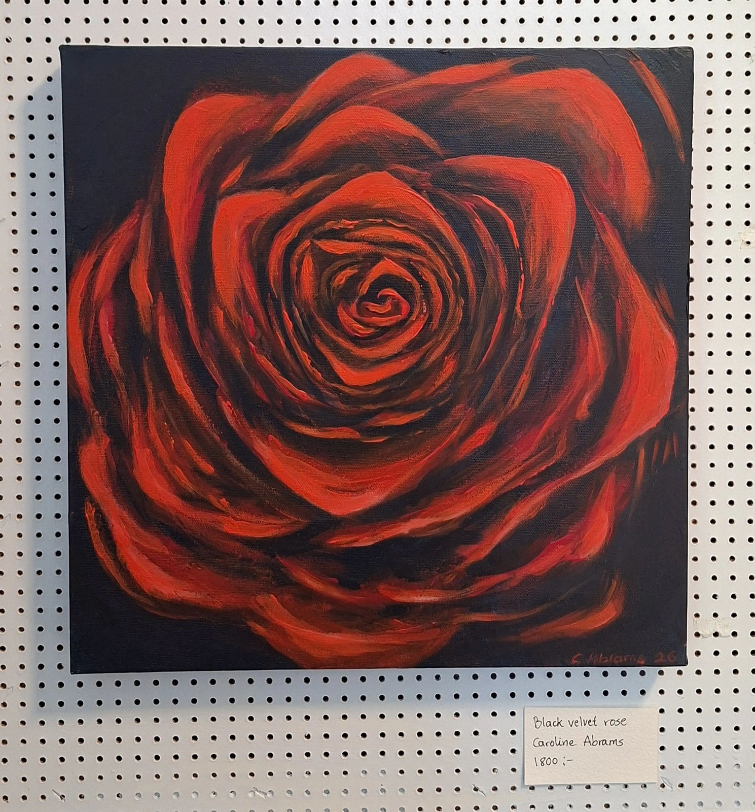 Akrylmålning Black Velvet Rose av Caroline Abrams