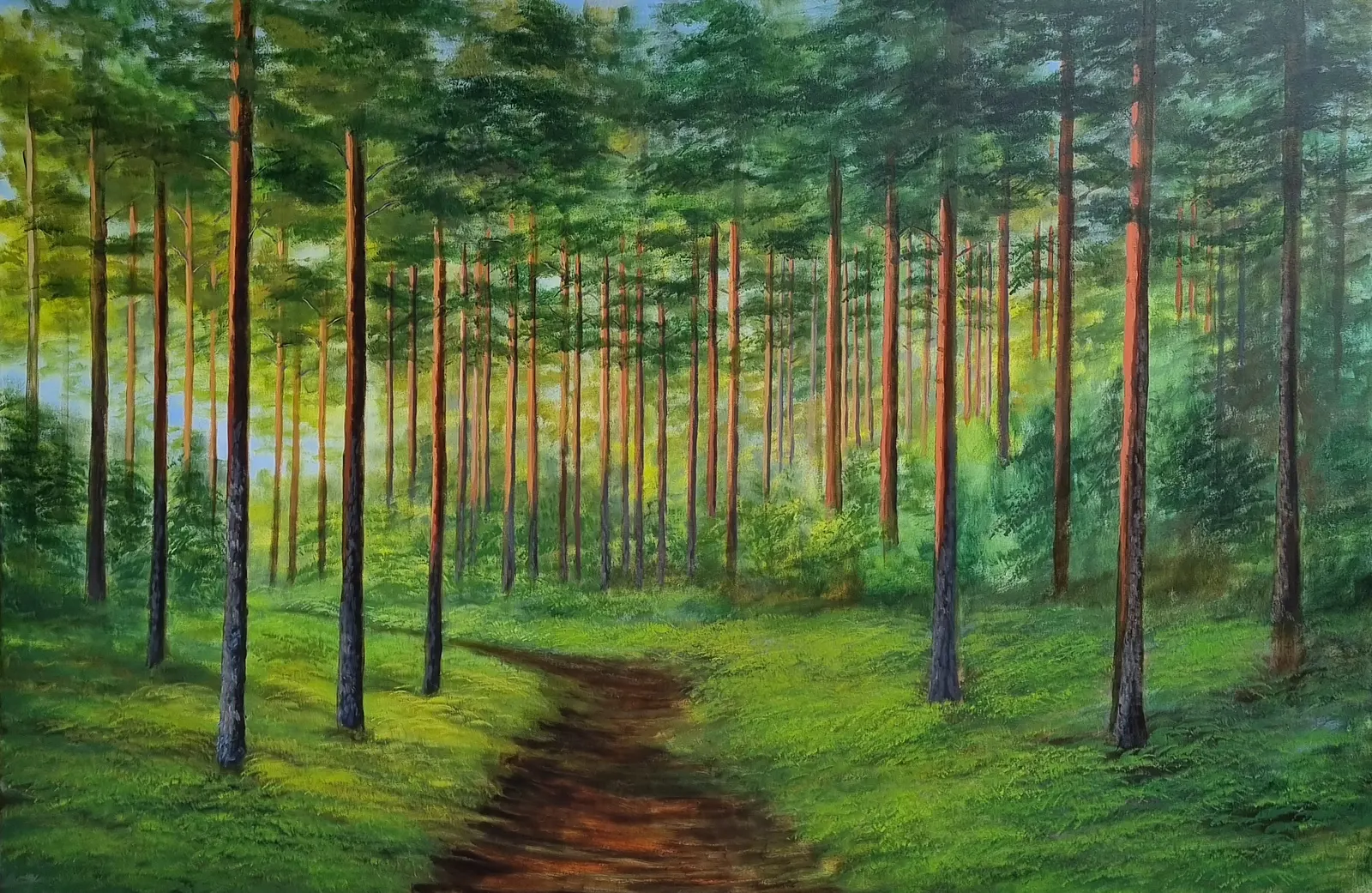 Akrylmålning Promenad en sommarkväll av Anna Jormin
