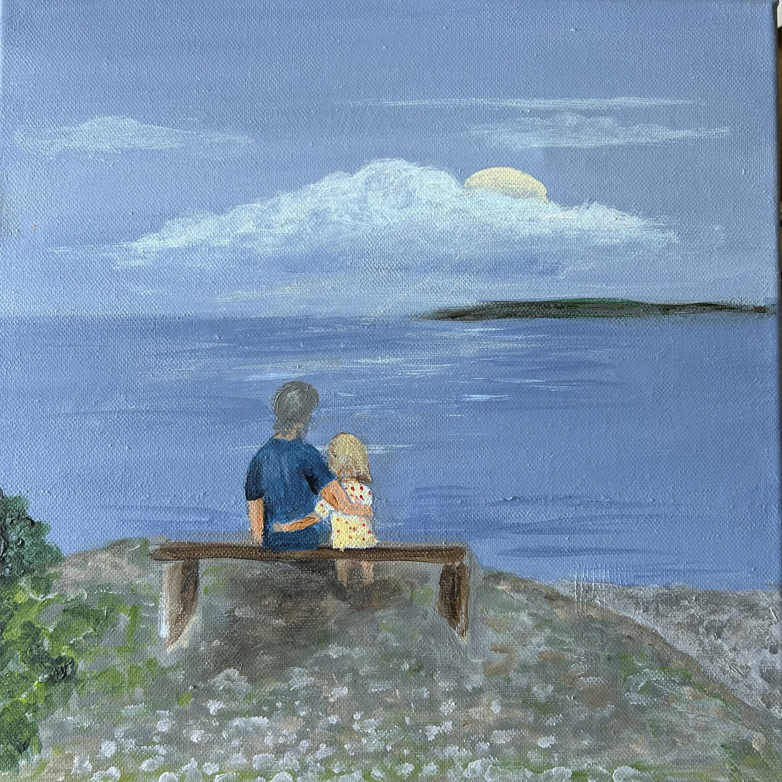 Akrylmålning Morfar och jag av Monica Österdahl