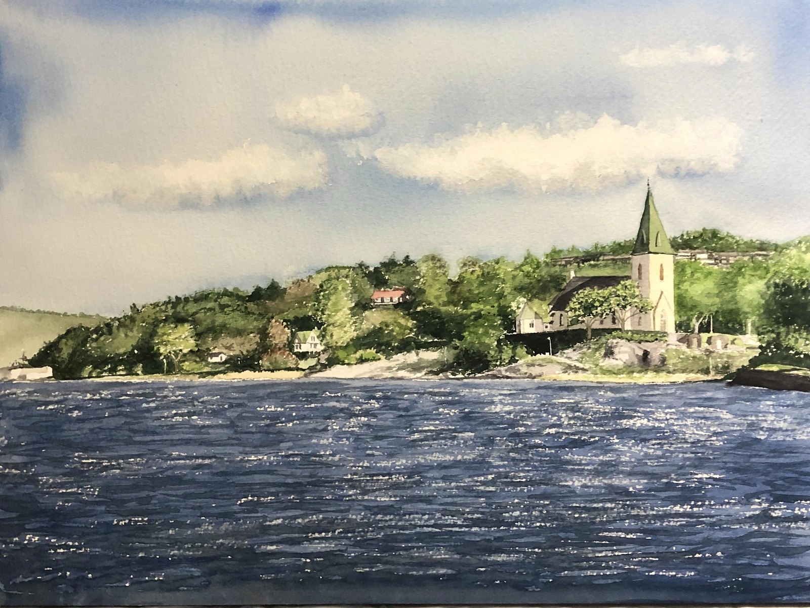 Akvarell Ljungskile av Jeanette Malmberg