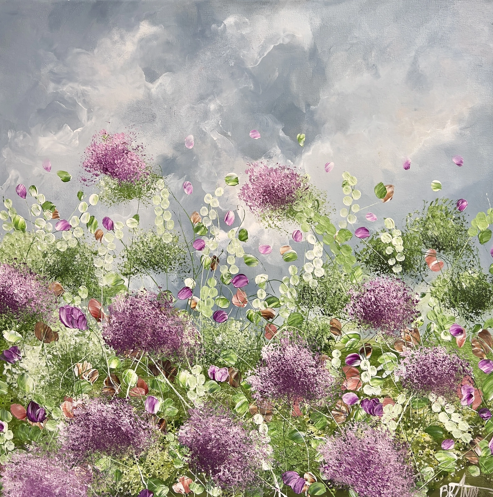 Akrylmålning WILD VIOLET FIELD av Anna Artistockholm Brandt