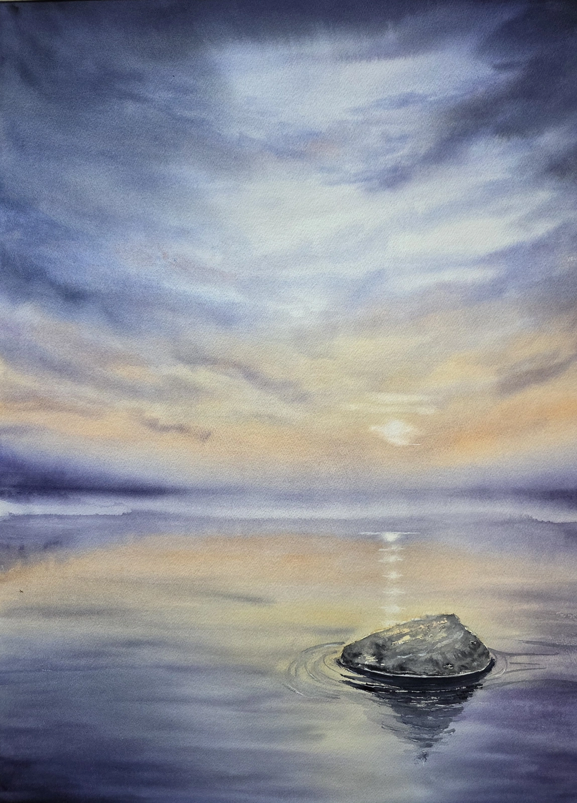 Akvarell Where Stillness Begins av Pernilla Carlsson