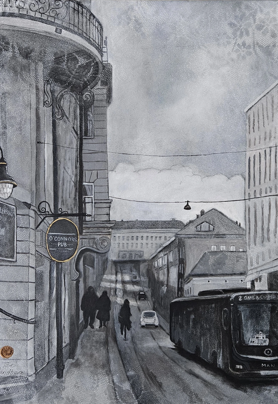 Akrylmålning Drottninggatan av Tove Landberg