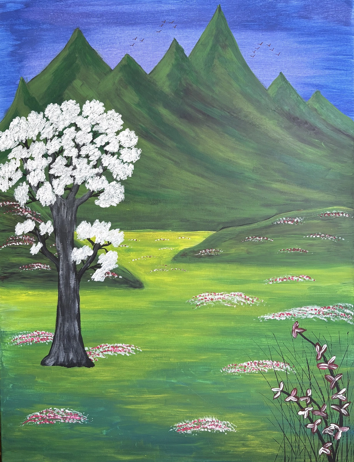Akrylmålning Dom gröna bergen av Ann-Christin (Acmpainting) Martinsson