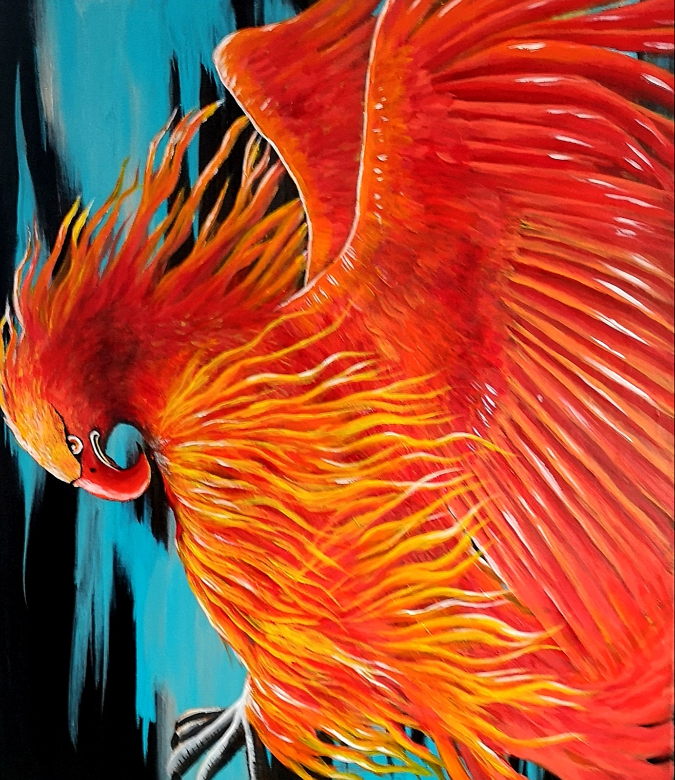 Akrylmålning Fågel Fenix av Maria Borgring ( Fd Lindberg)