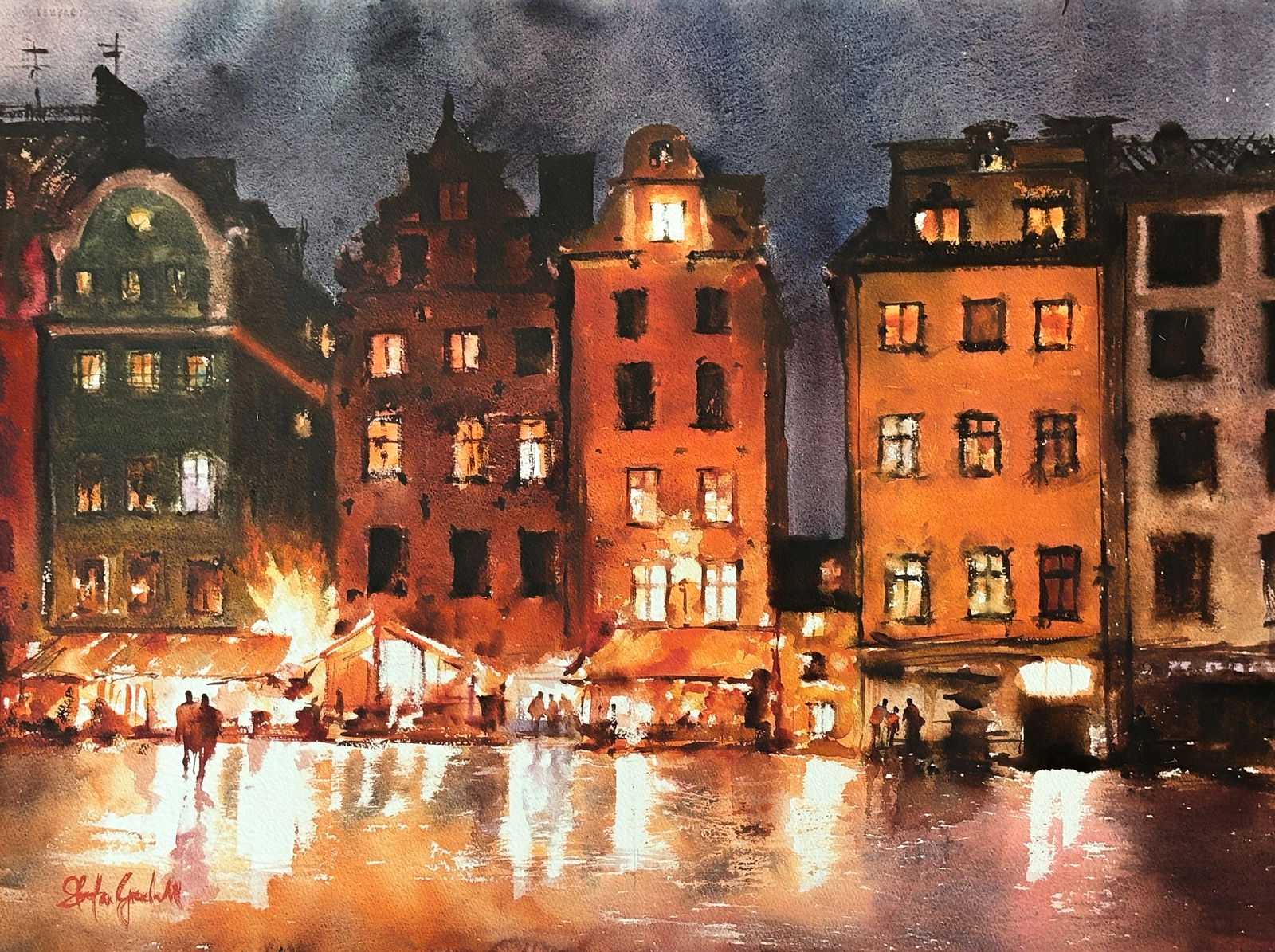 Akvarell Järntorget 26 av Stefan Gadnell
