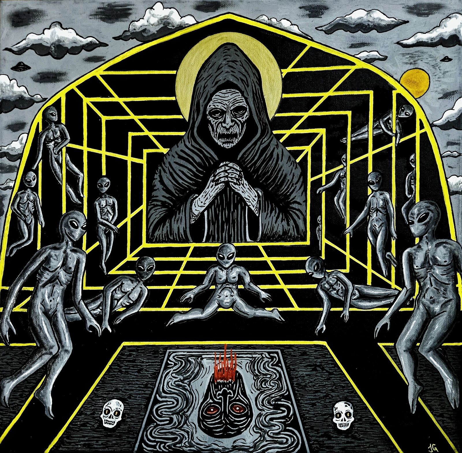 Akrylmålning Grey Mass Mirror av Johan Gustafsson