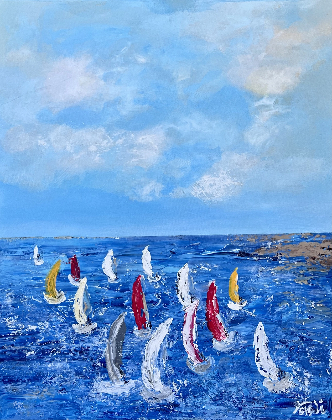 Akrylmålning Sail away! av Tove Li