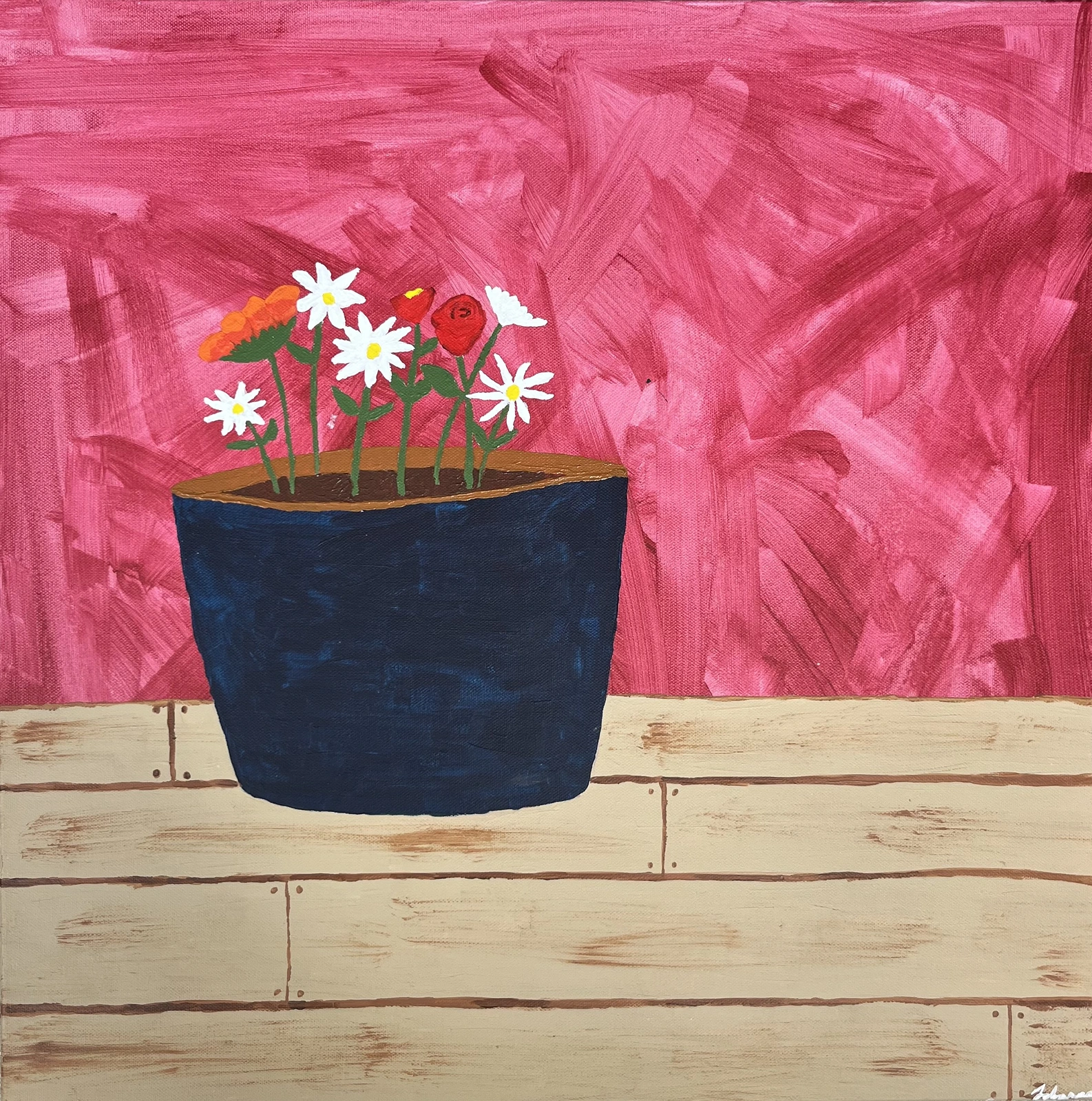 Akrylmålning Eight Flowers av Johanna Müller