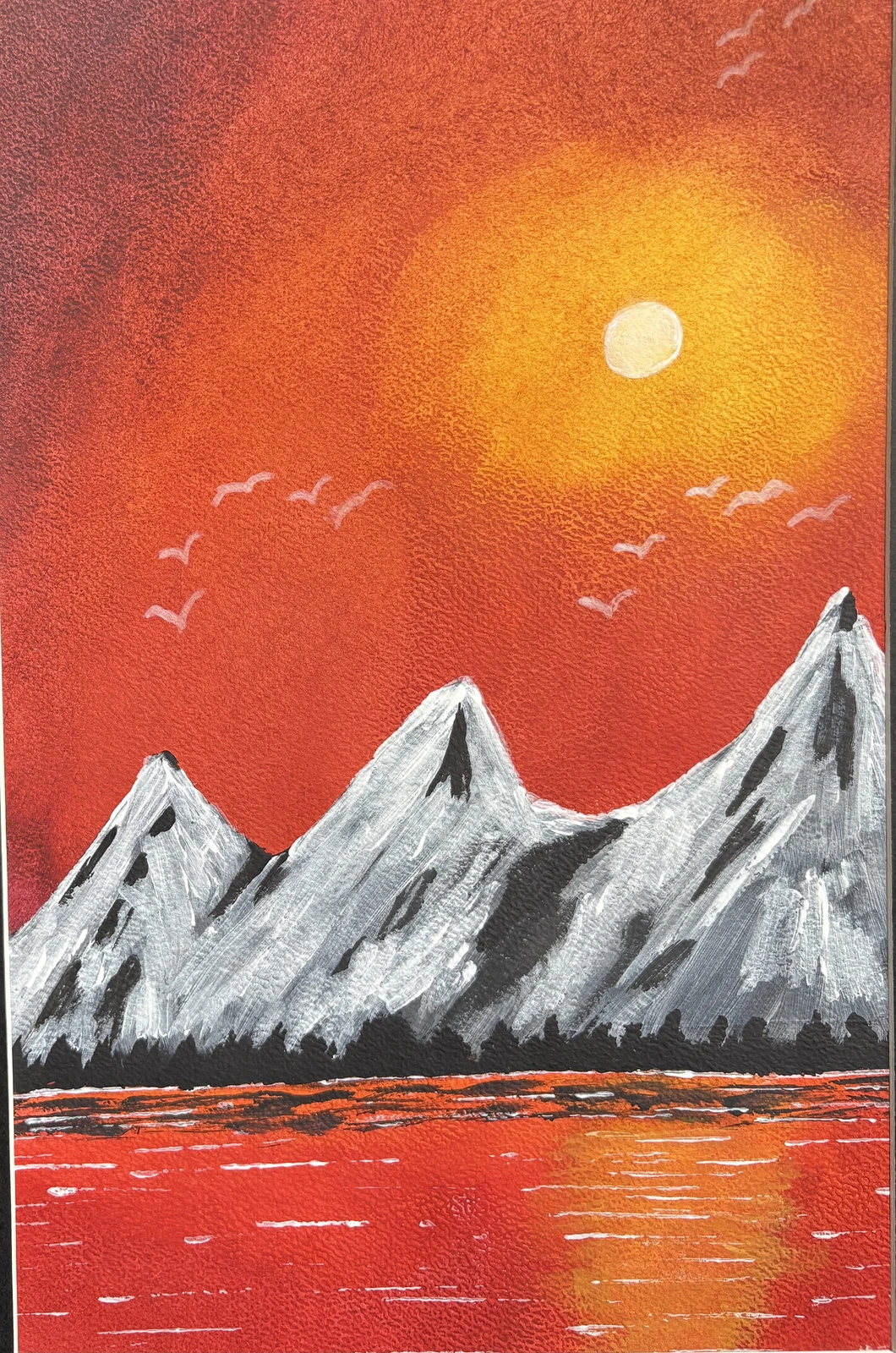 Akrylmålning Orange solnedgång av Ann-Christin (Acmpainting) Martinsson