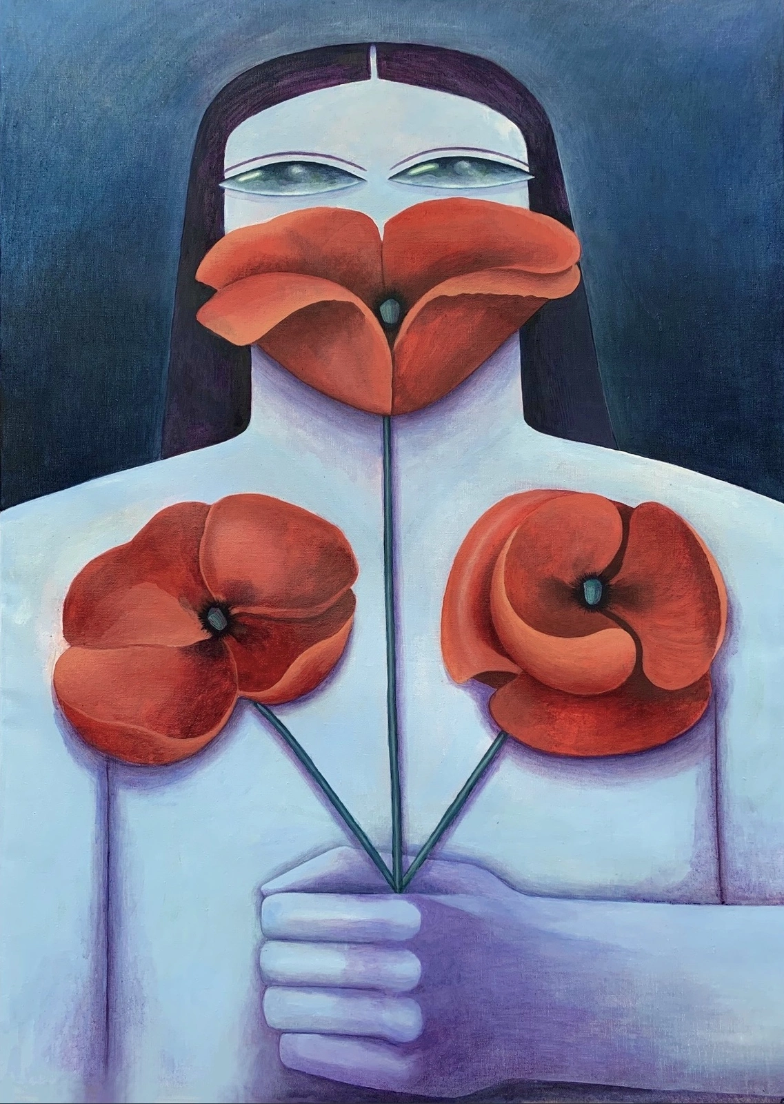 Oljemålning Vallmo (Red Poppy) av Fredrika Ahlund