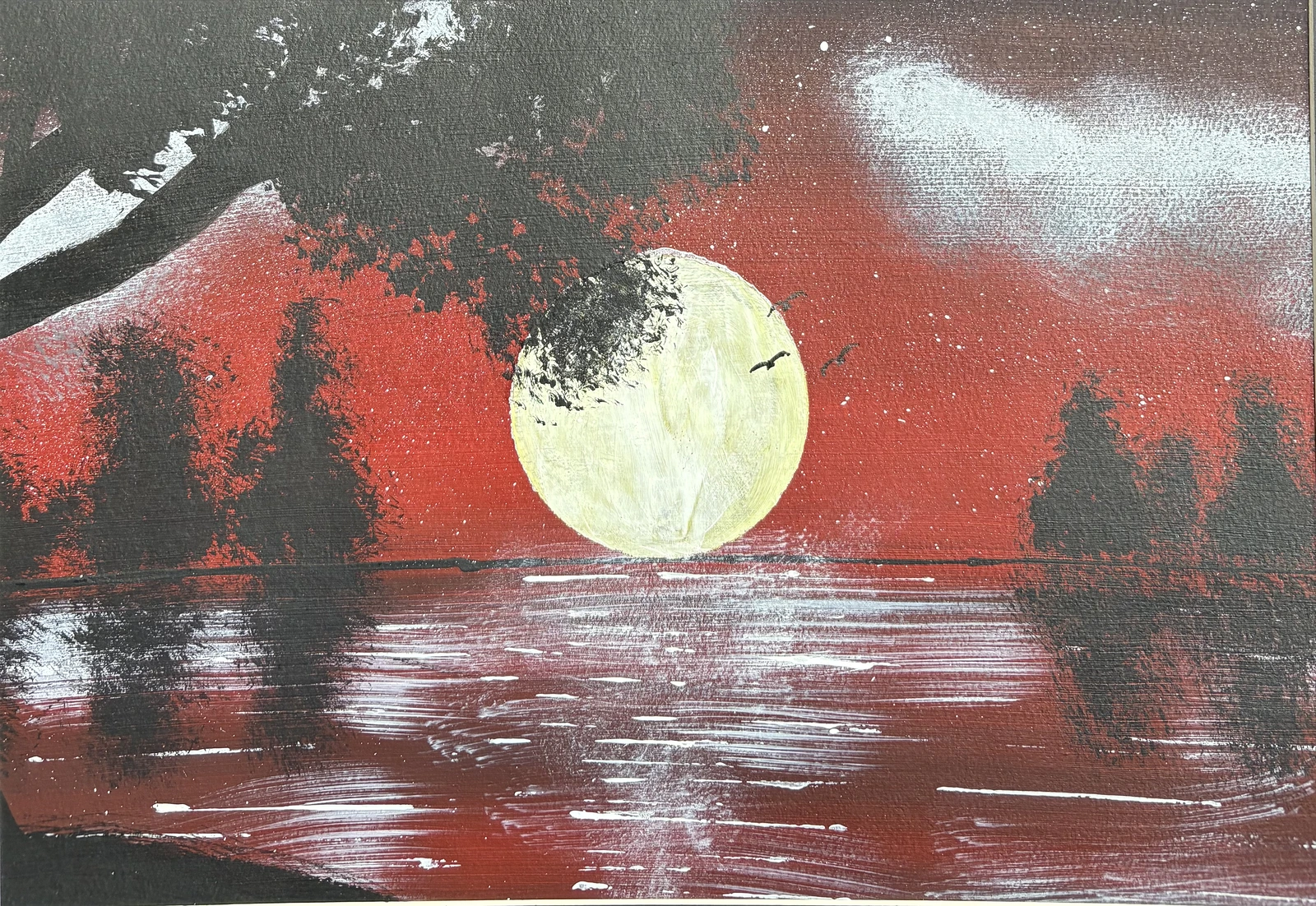 Akrylmålning Röd natt av Ann-Christin (Acmpainting) Martinsson