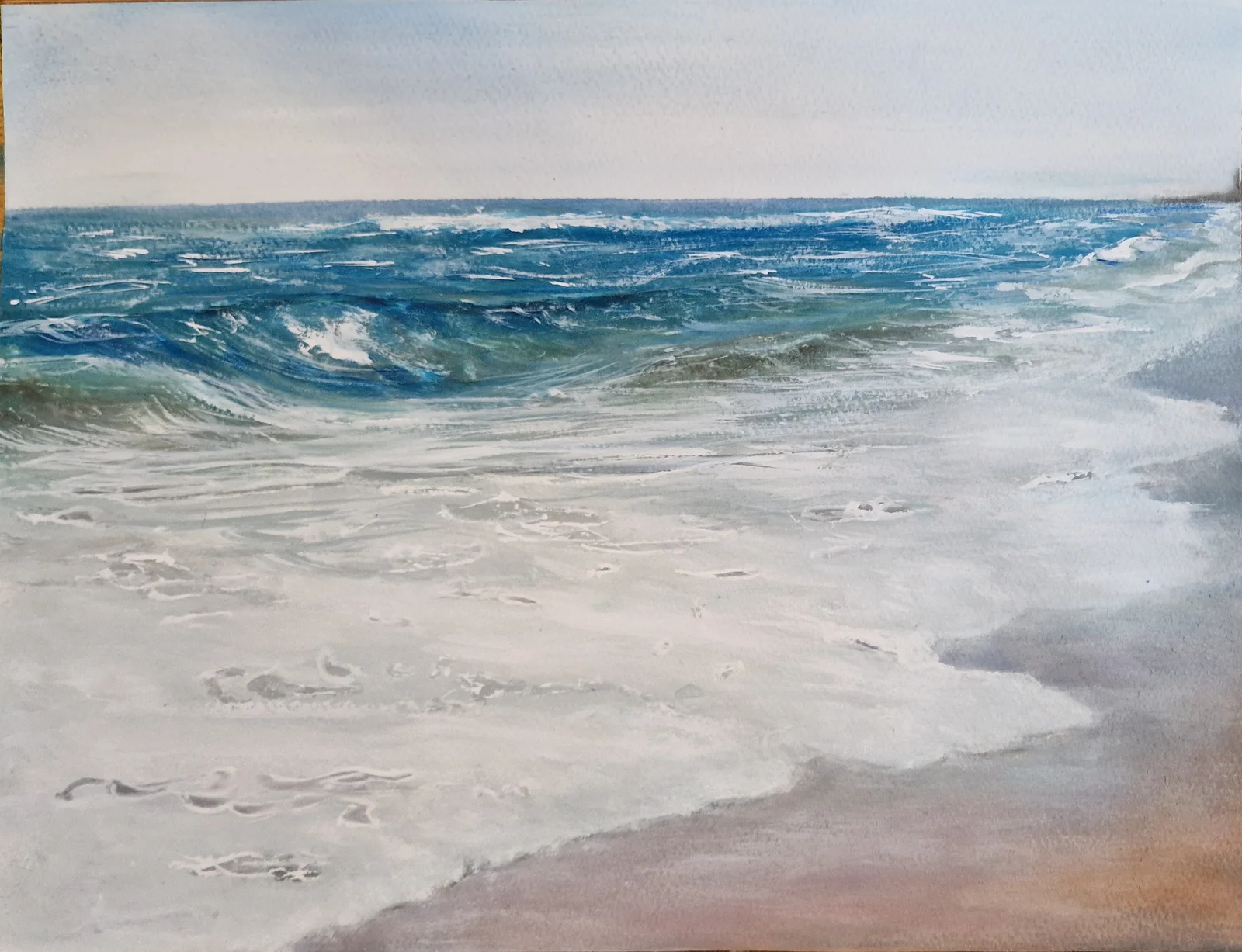 Akvarell Torredembarra on a windy day av Anna M. Puig Molina
