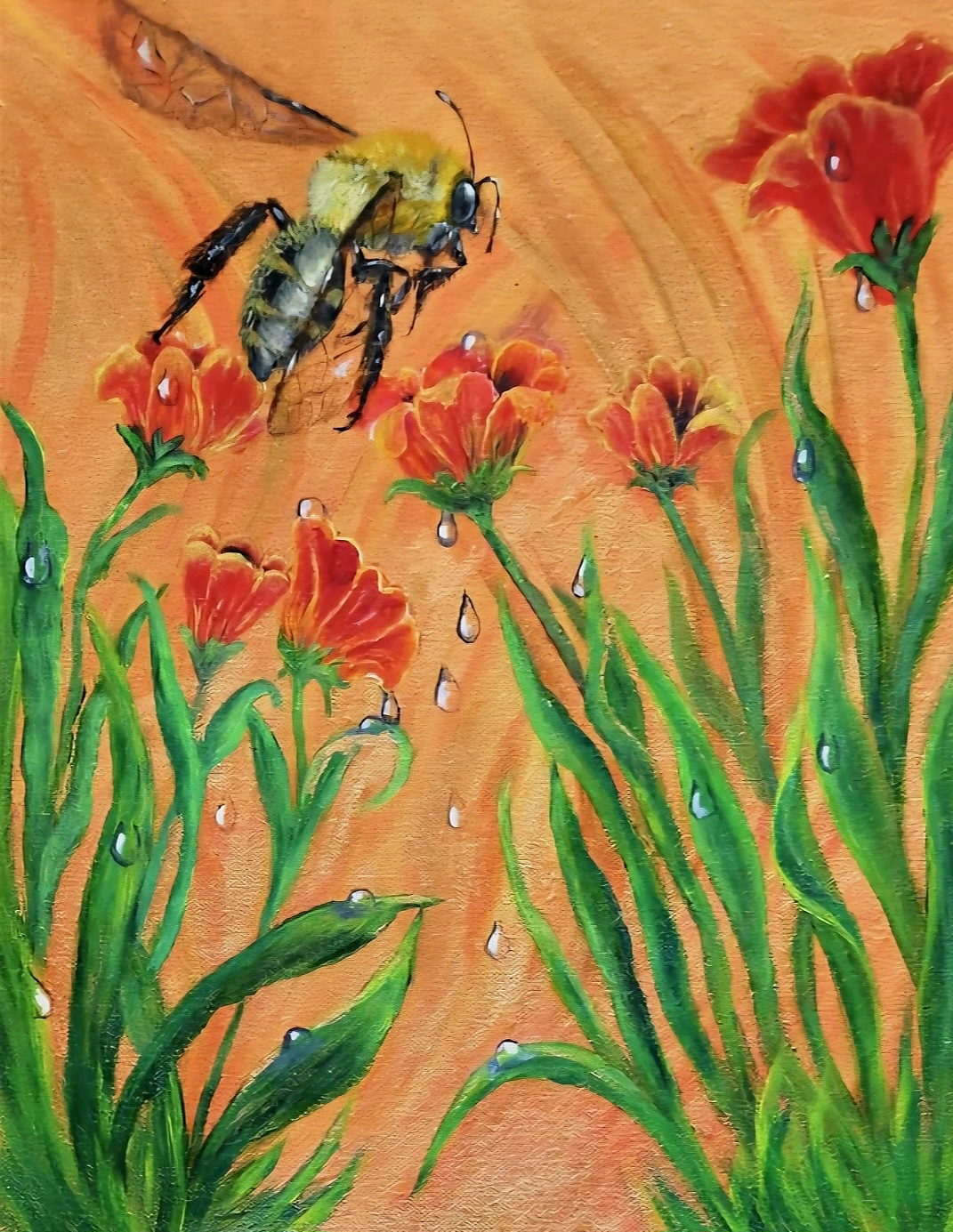 Akrylmålning Not just a bee av Maria Borgring ( Fd Lindberg)