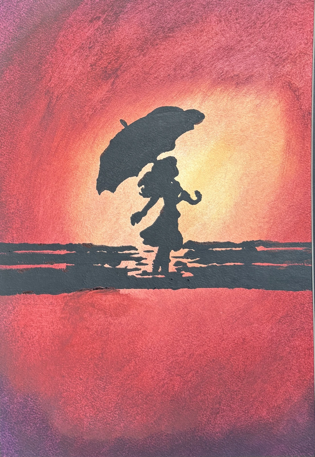 Akrylmålning Flickan på bron av Ann-Christin (Acmpainting) Martinsson