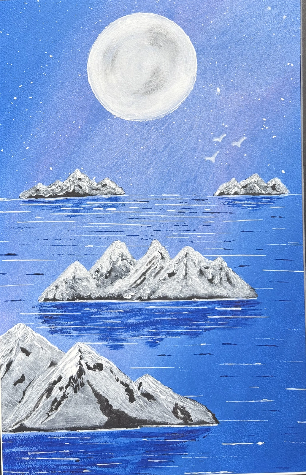 Akrylmålning Bergen i havet av Ann-Christin (Acmpainting) Martinsson