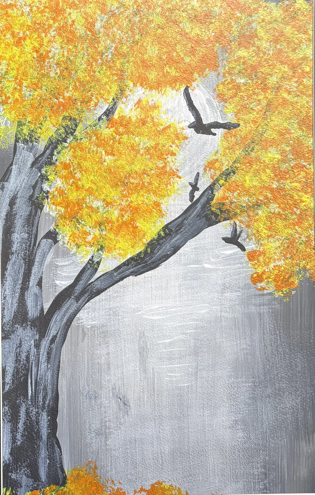 Akrylmålning De gula trädet av Ann-Christin (Acmpainting) Martinsson