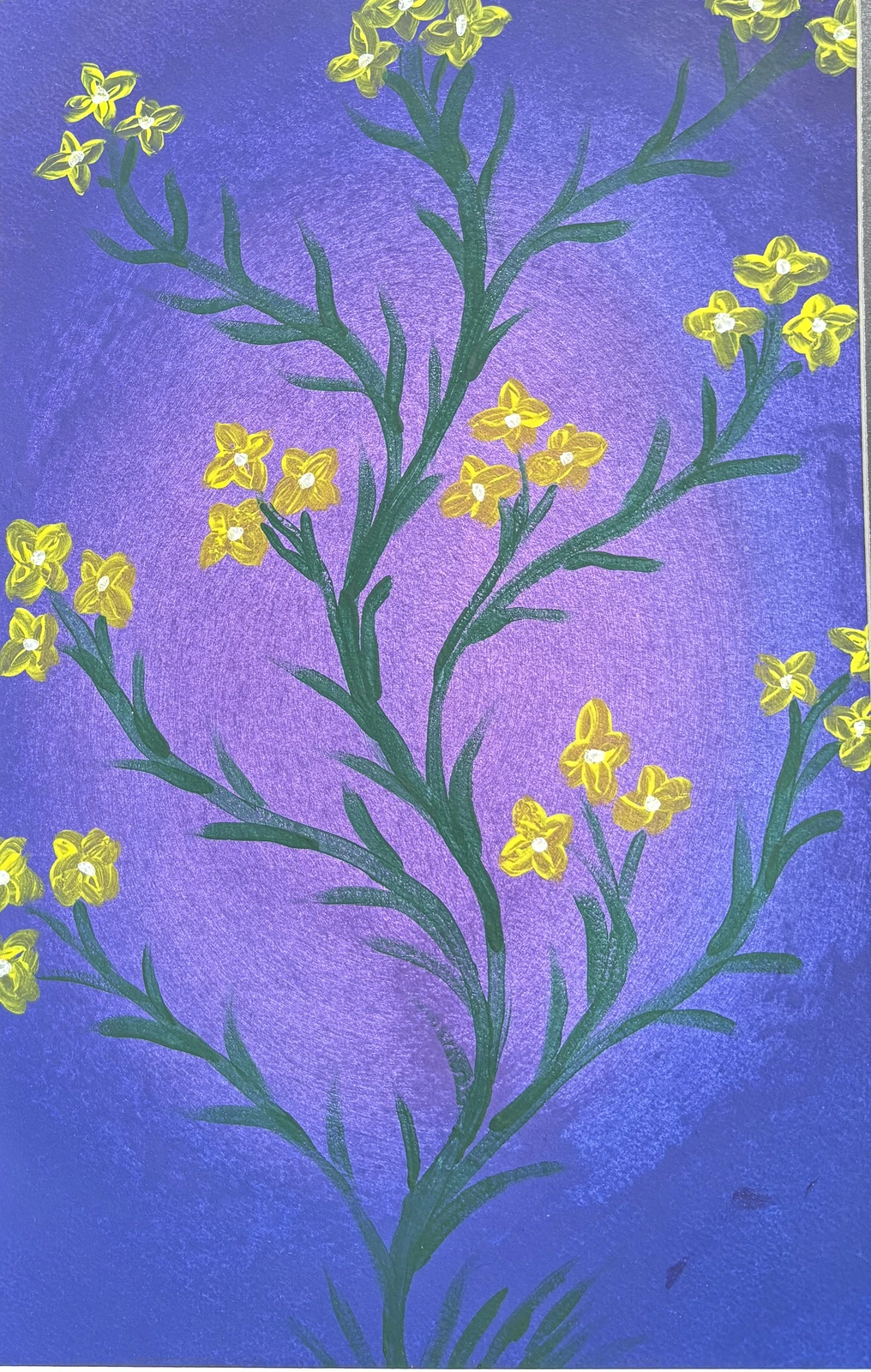 Akrylmålning Tre små gula blommor av Ann-Christin (Acmpainting) Martinsson