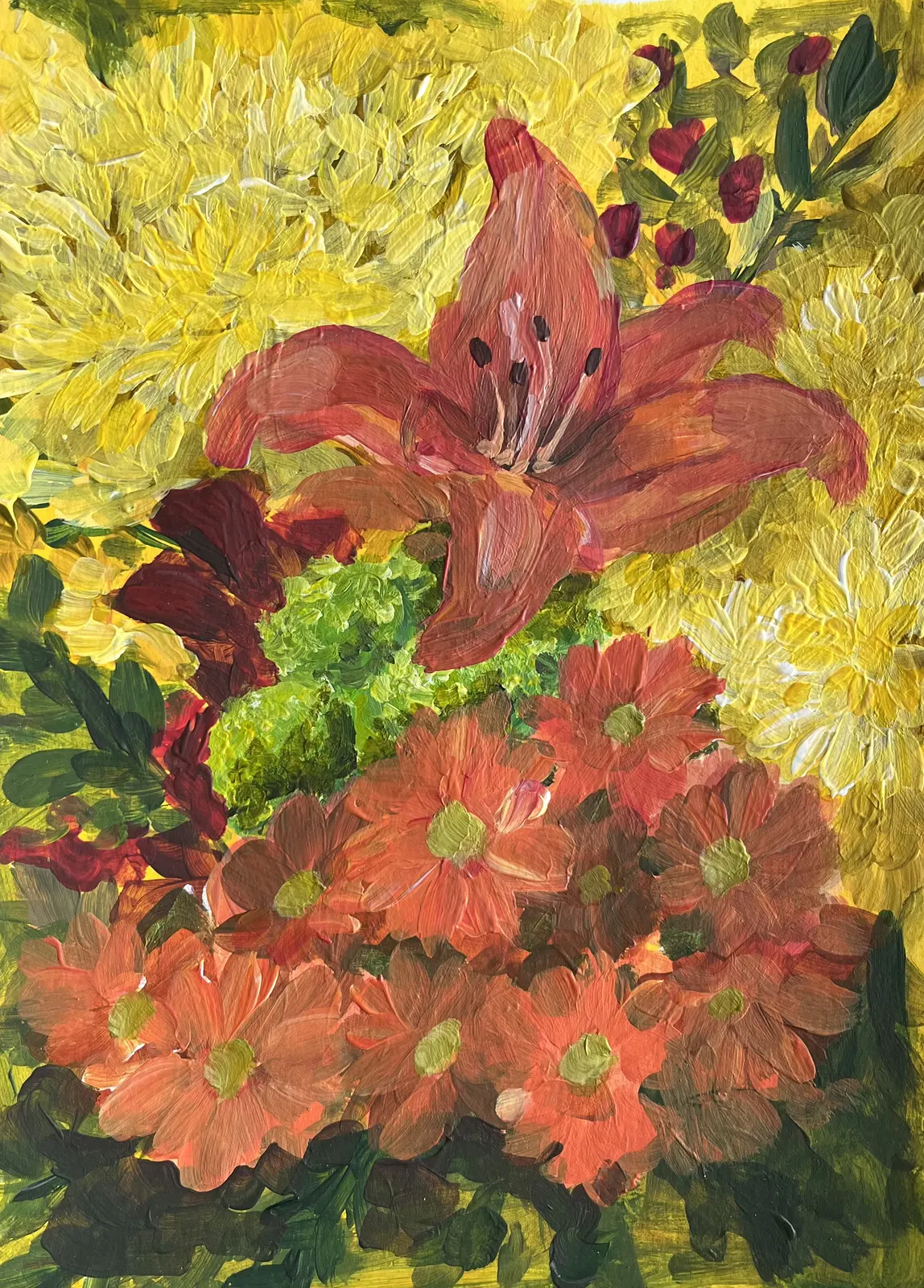 Akrylmålning Blommor i högsommar av Julija D