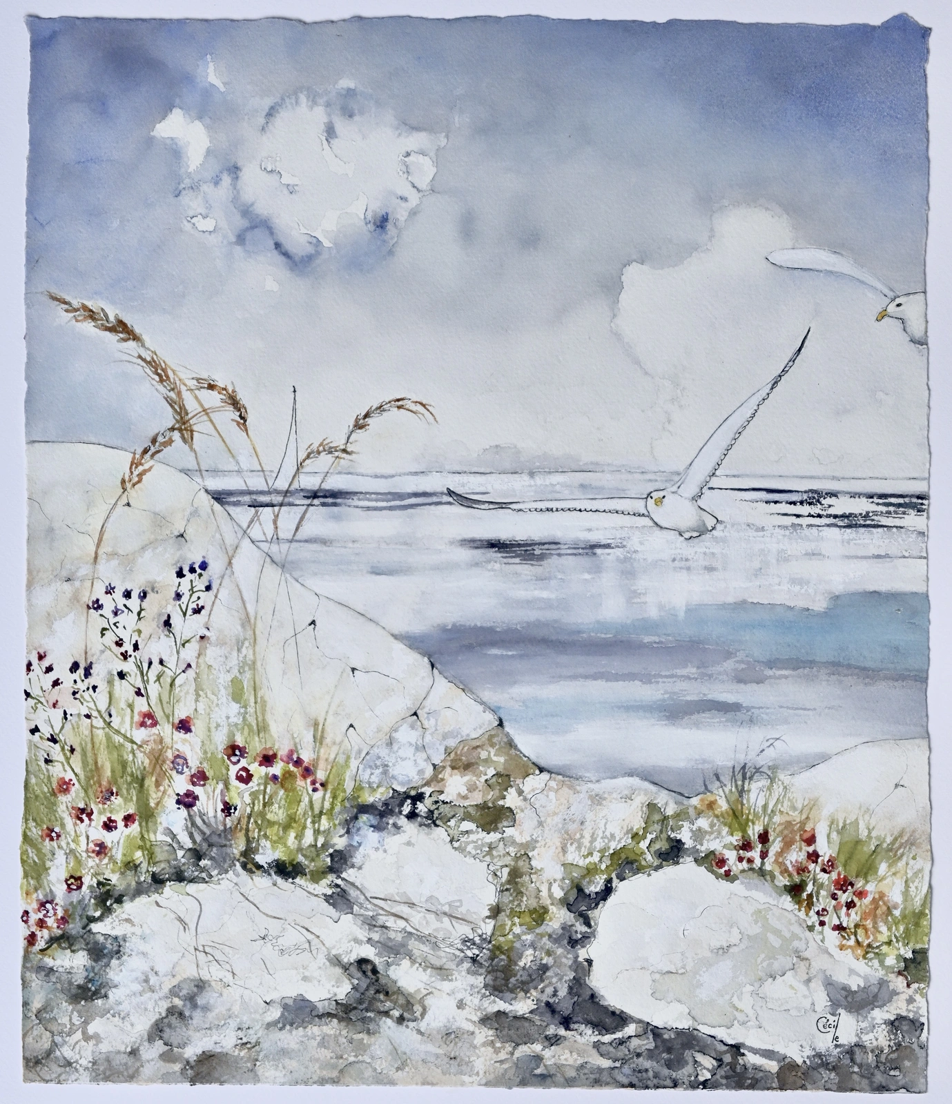 Akvarell Serenity av Cécile Hansson