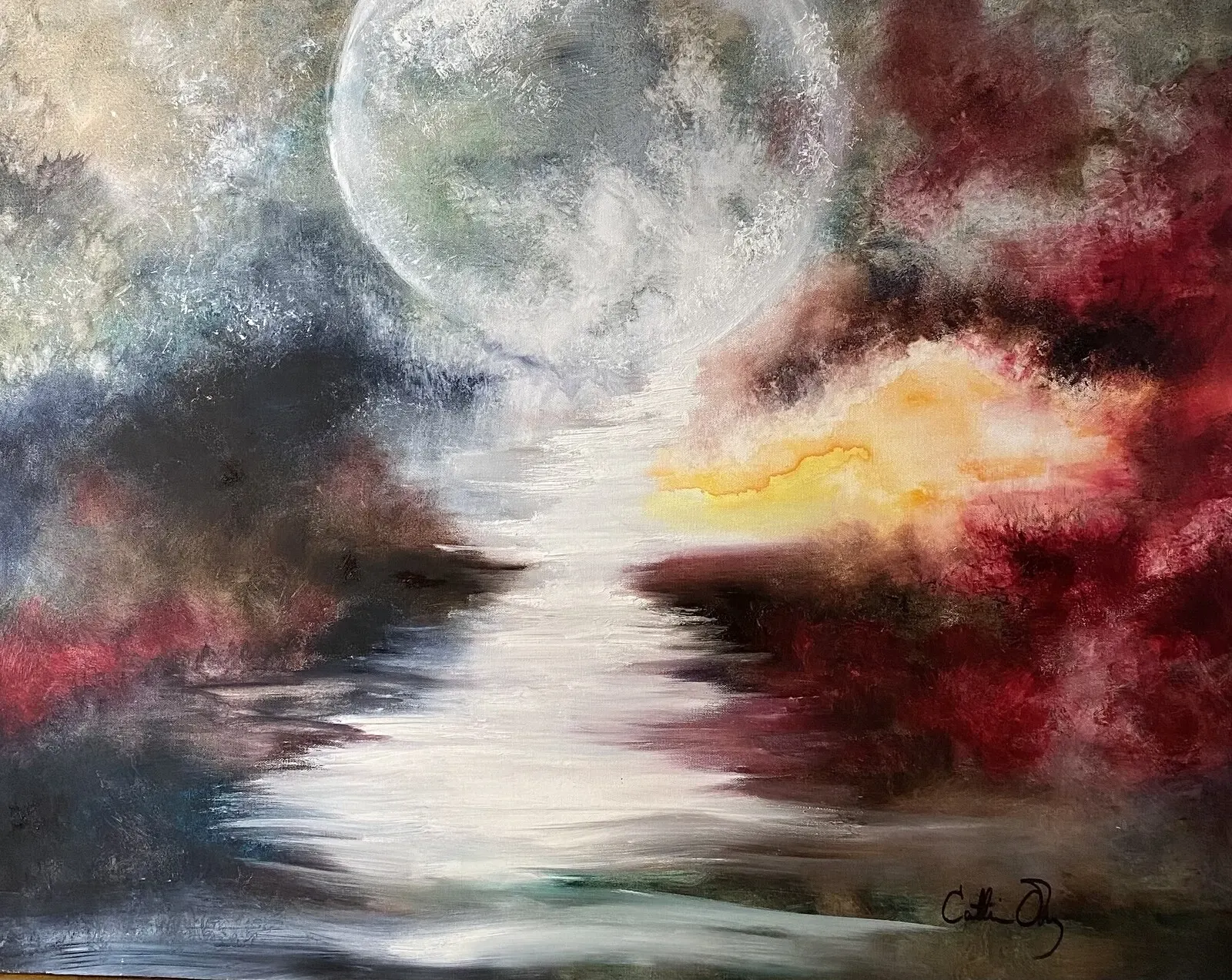 Oljemålning The moonlight will find you av Cathrine Öberg