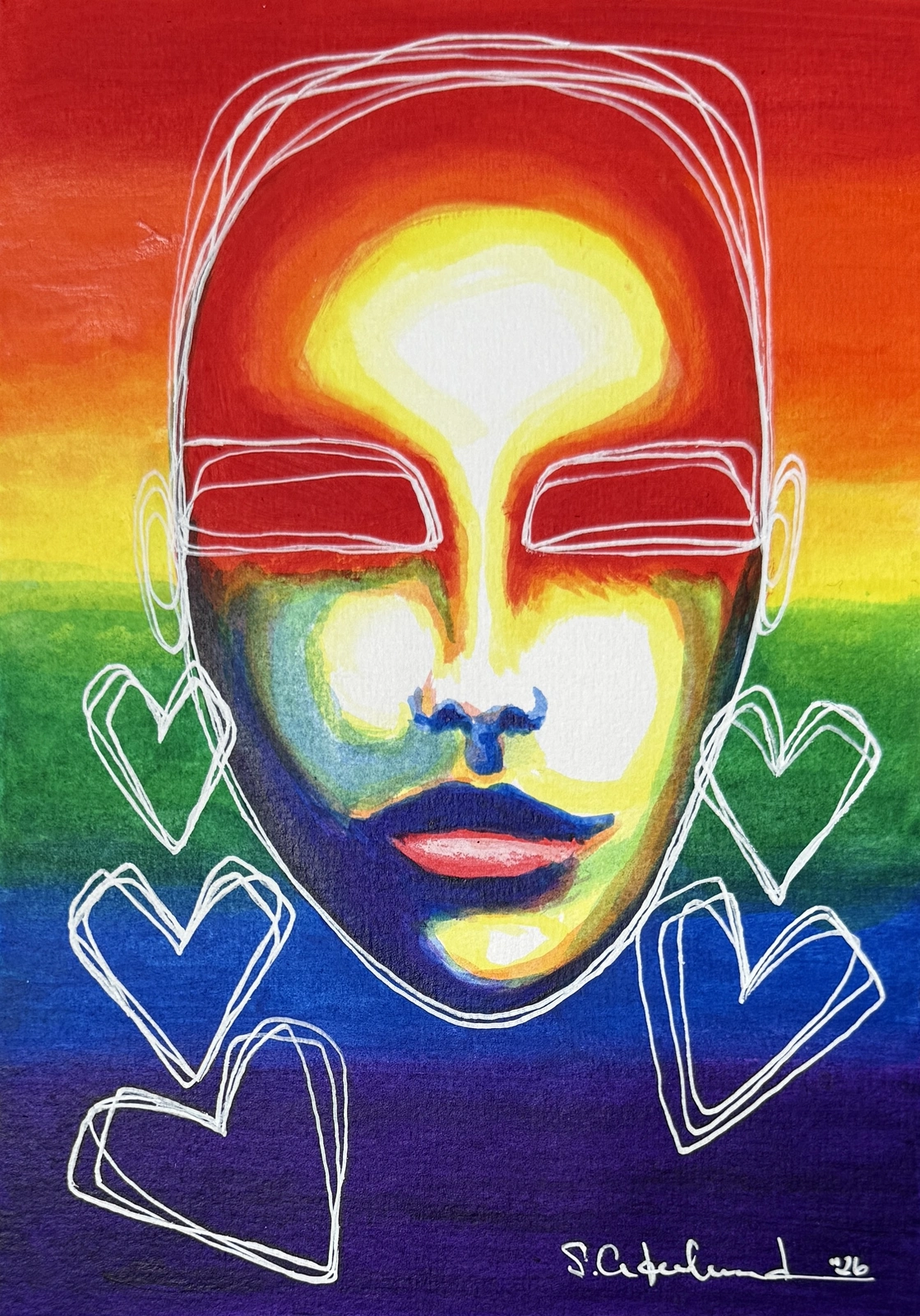 Akrylmålning Rainbowe Love av Susanne Cederlund