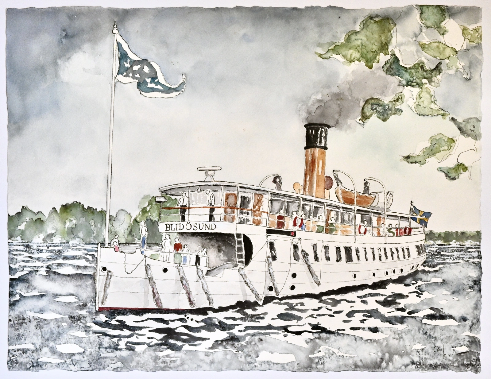 Akvarell Bästa Blidösund, av Cécile Hansson