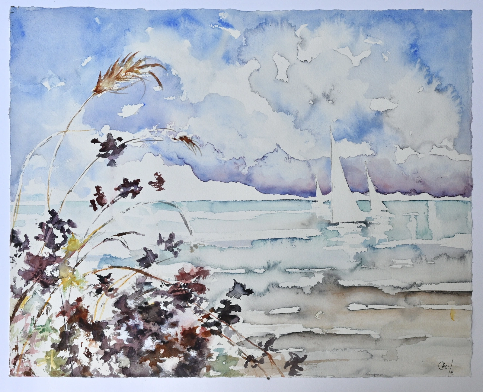 Akvarell Blomstertid av Cécile Hansson
