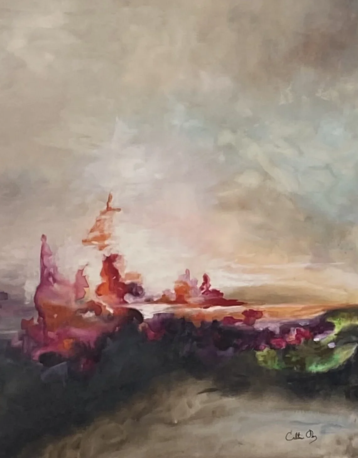 Oljemålning Vanilla Sky av Cathrine Öberg
