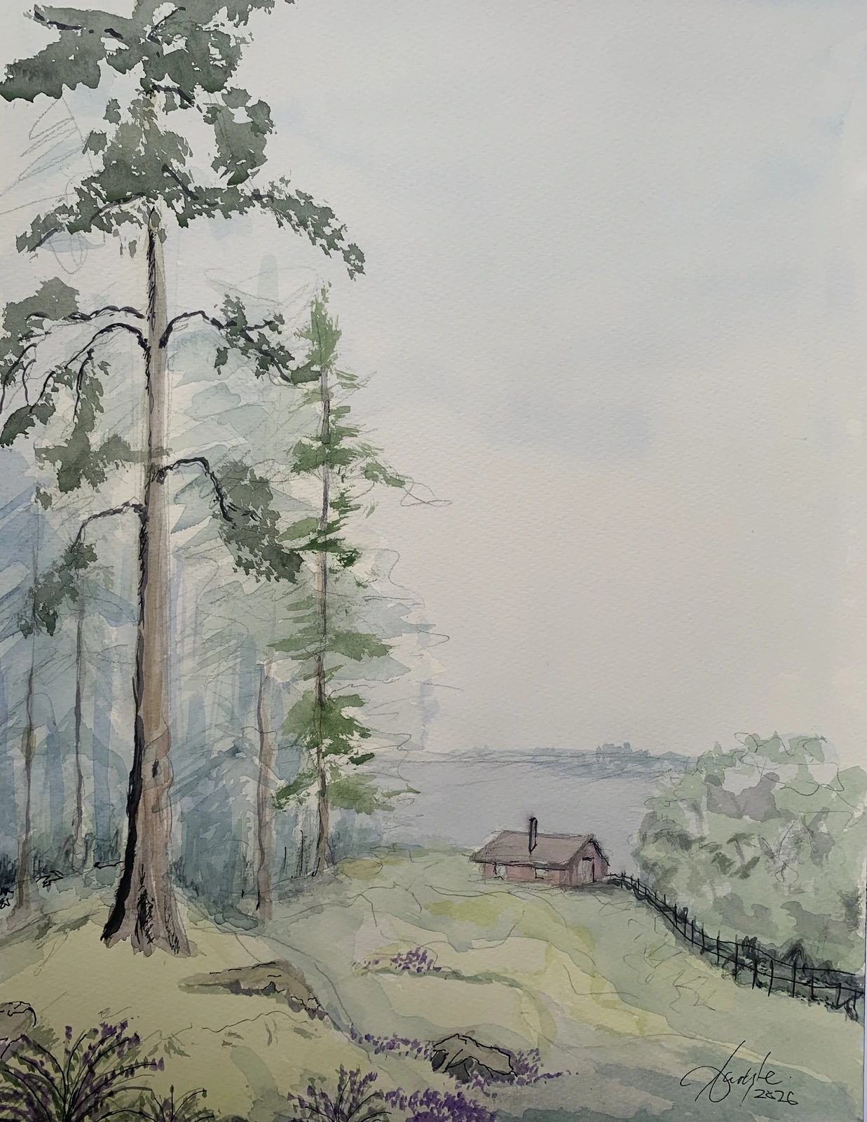 Akvarell Cottage in Hörviken av Carlyle Minnaar