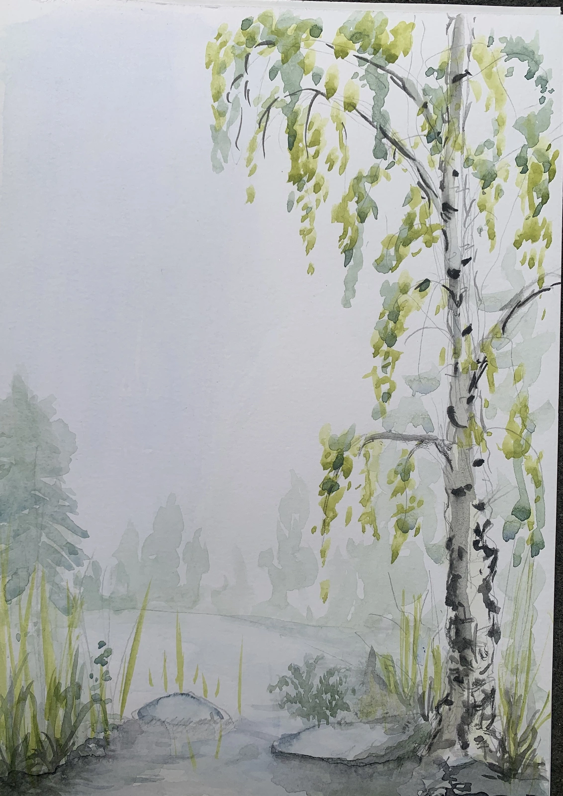 Akvarell Åkeshov nature reserve av Carlyle Minnaar