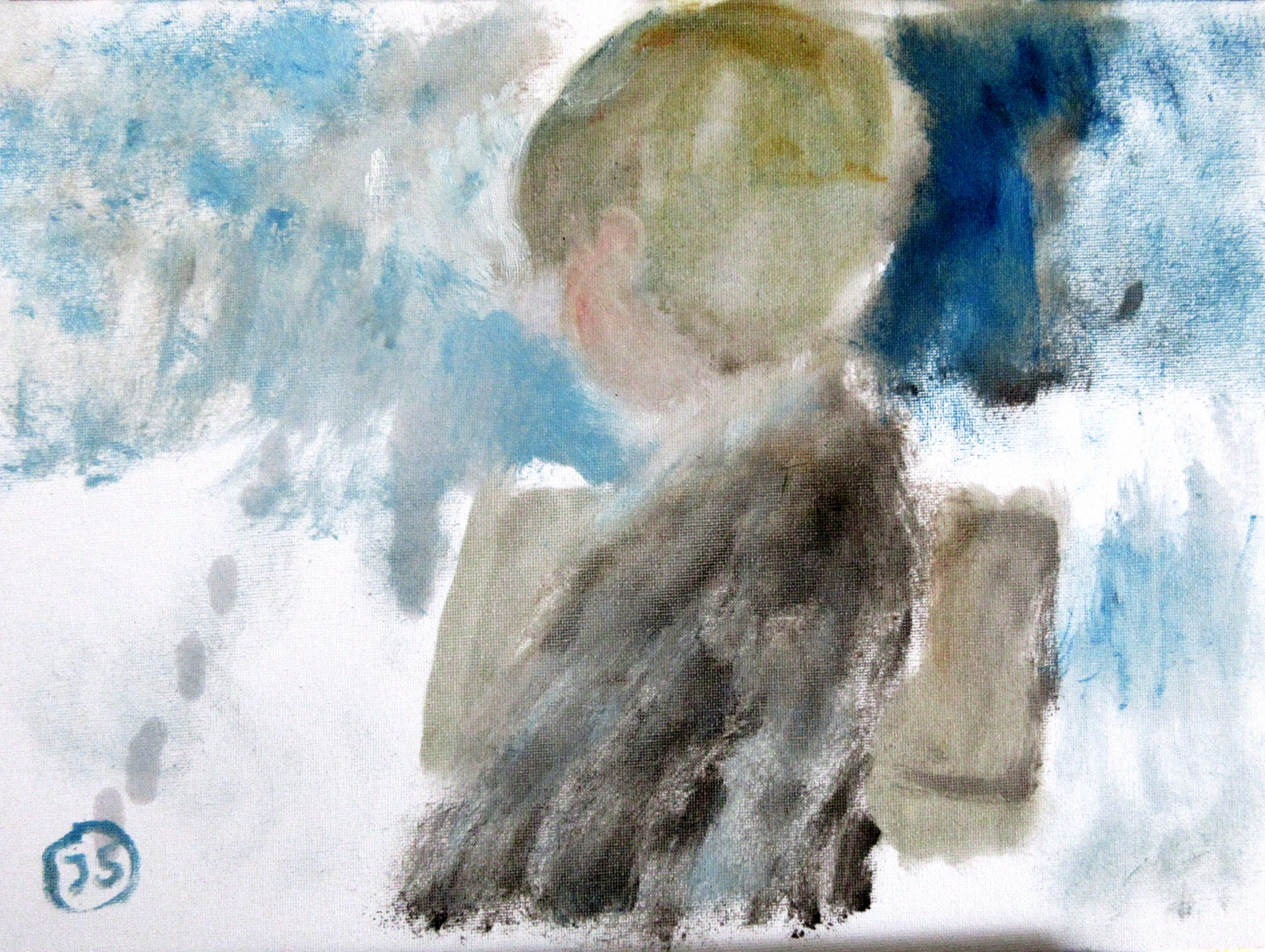 Oljemålning Young artist in wintertime av Jan Söderman