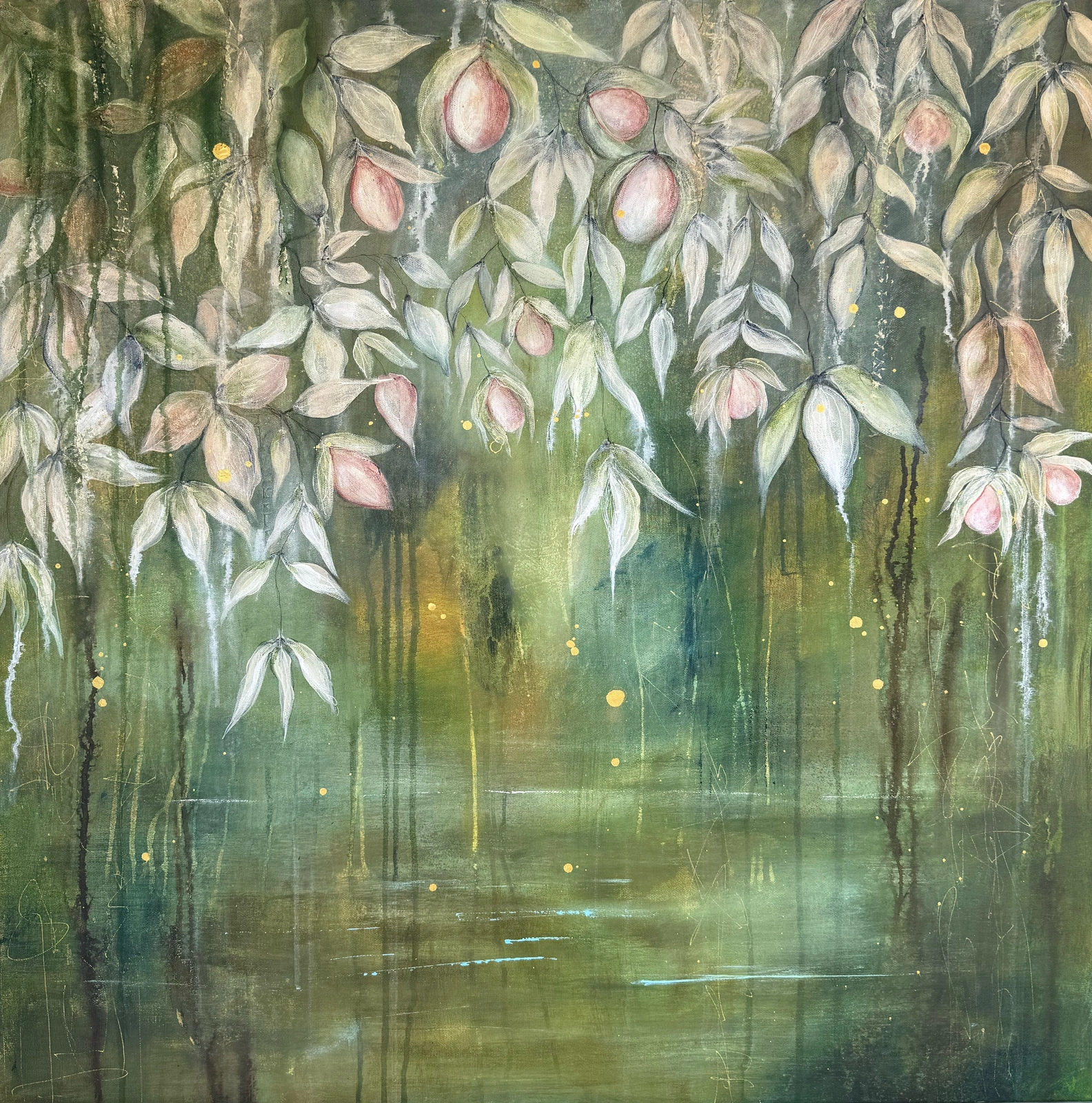 Akrylmålning Pink Delight II av Monica Berglin