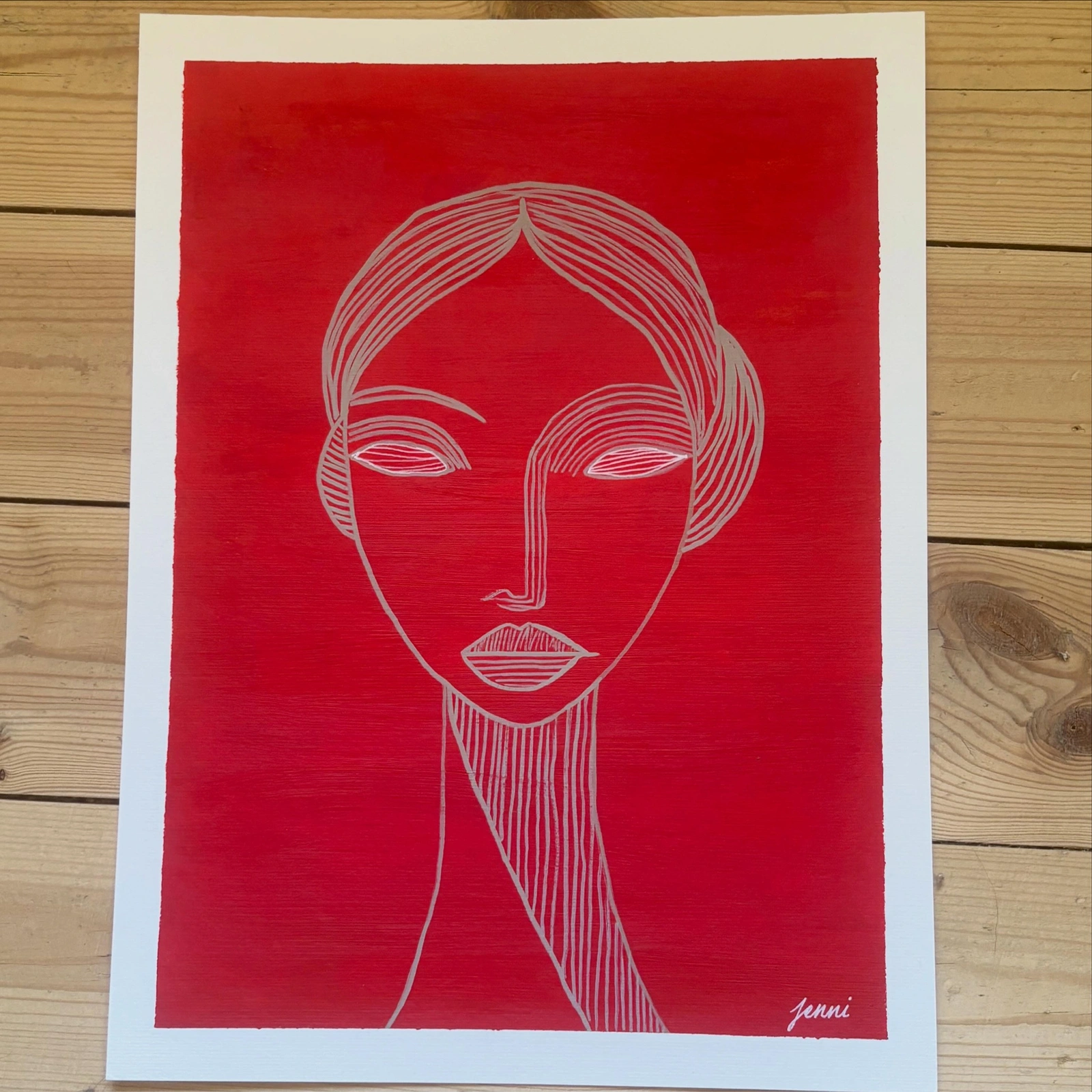 Akrylmålning Quiet Strength (The Red Edition) av Jenni Borg