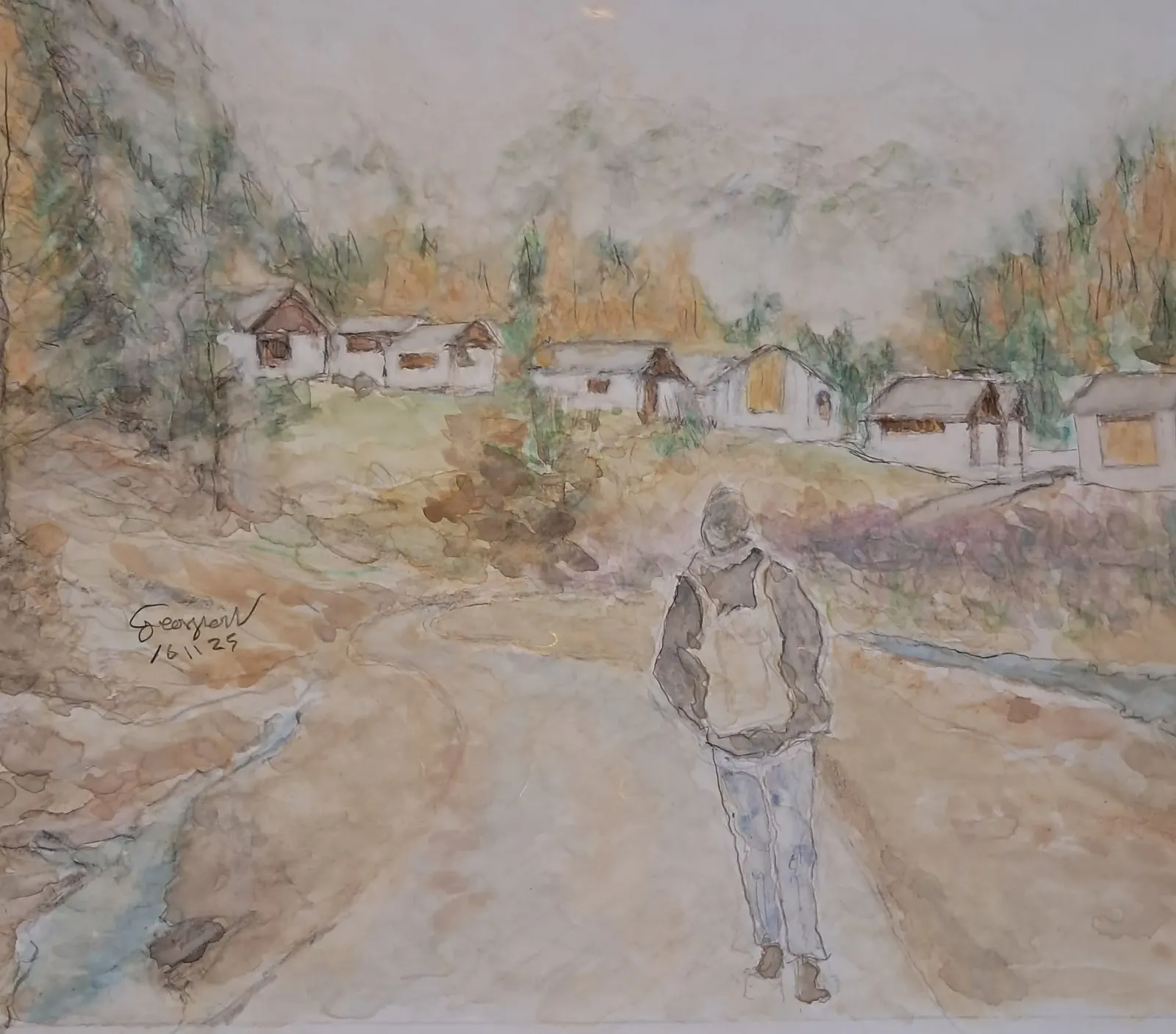 Akvarell Akvarell , Höst motiv , av Georgios Voutsas