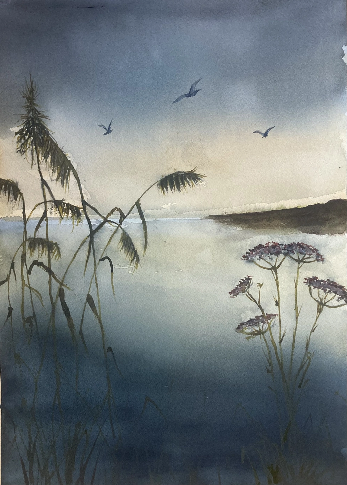Akvarell STRANDKANTEN av Rose-Marie Lyckebrant-Lindqvist