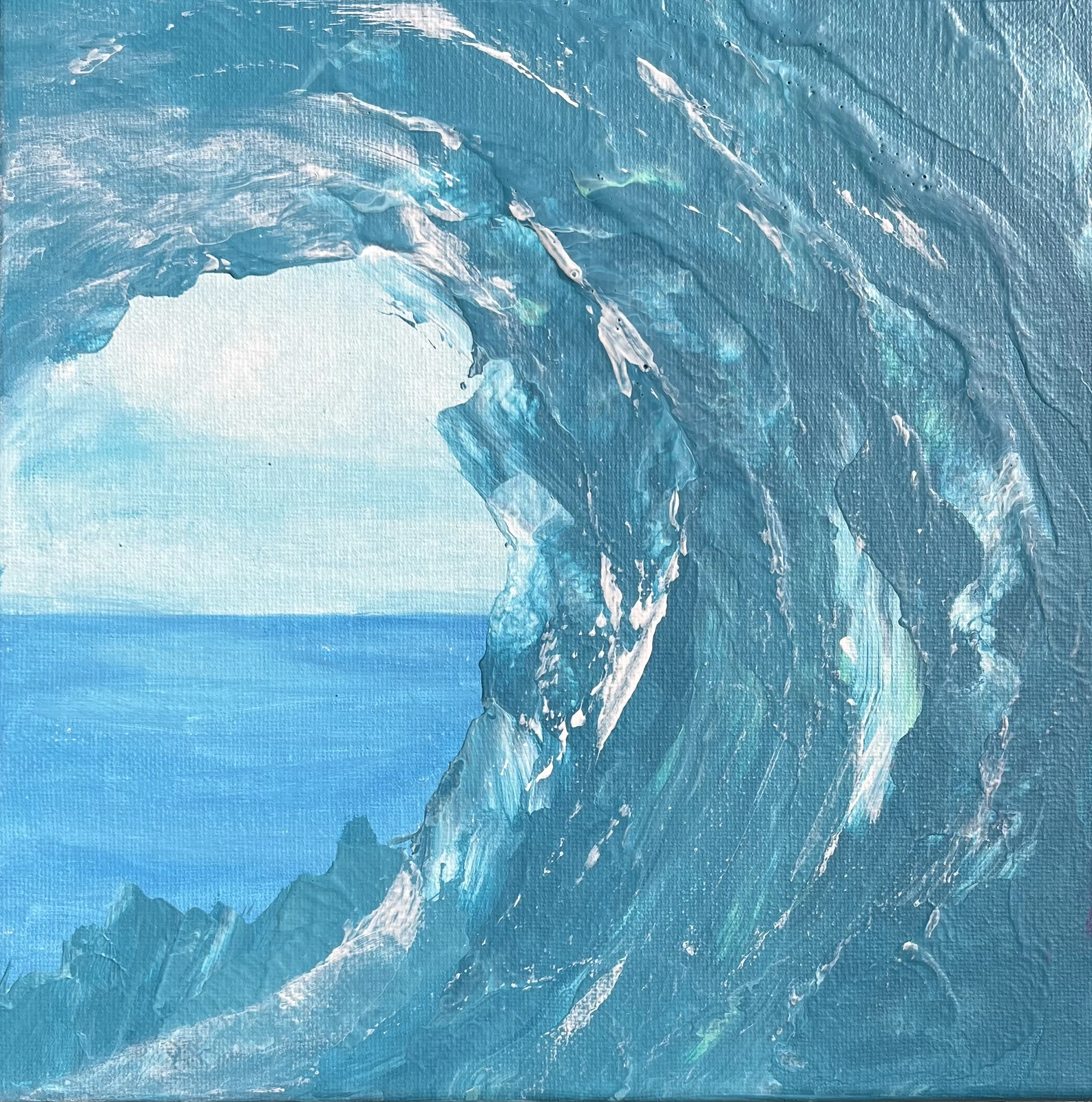 Akrylmålning Turqouise waves av Amie Norrman Söderman