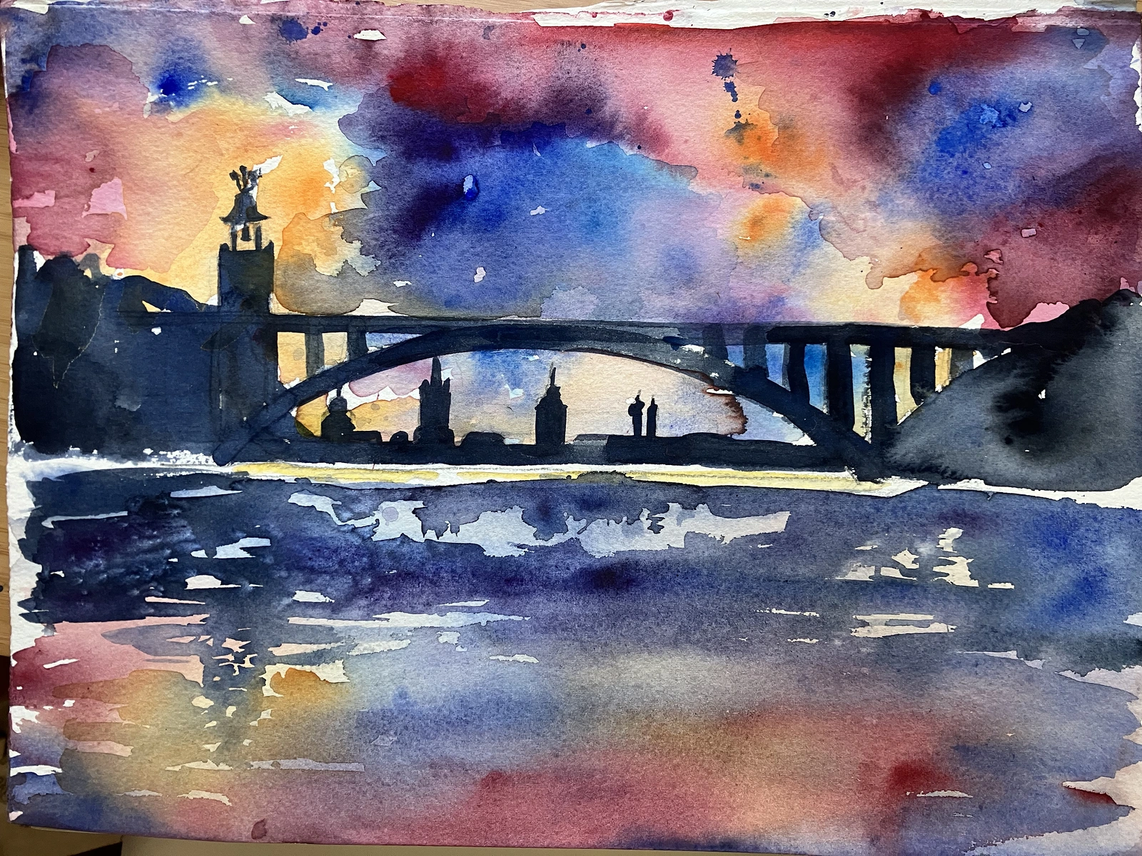 Akvarell Västerbron av Olesia Volkova