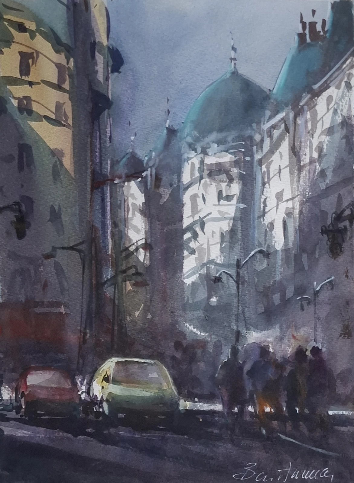 Akvarell November in Paris 2 av Ben Ammar