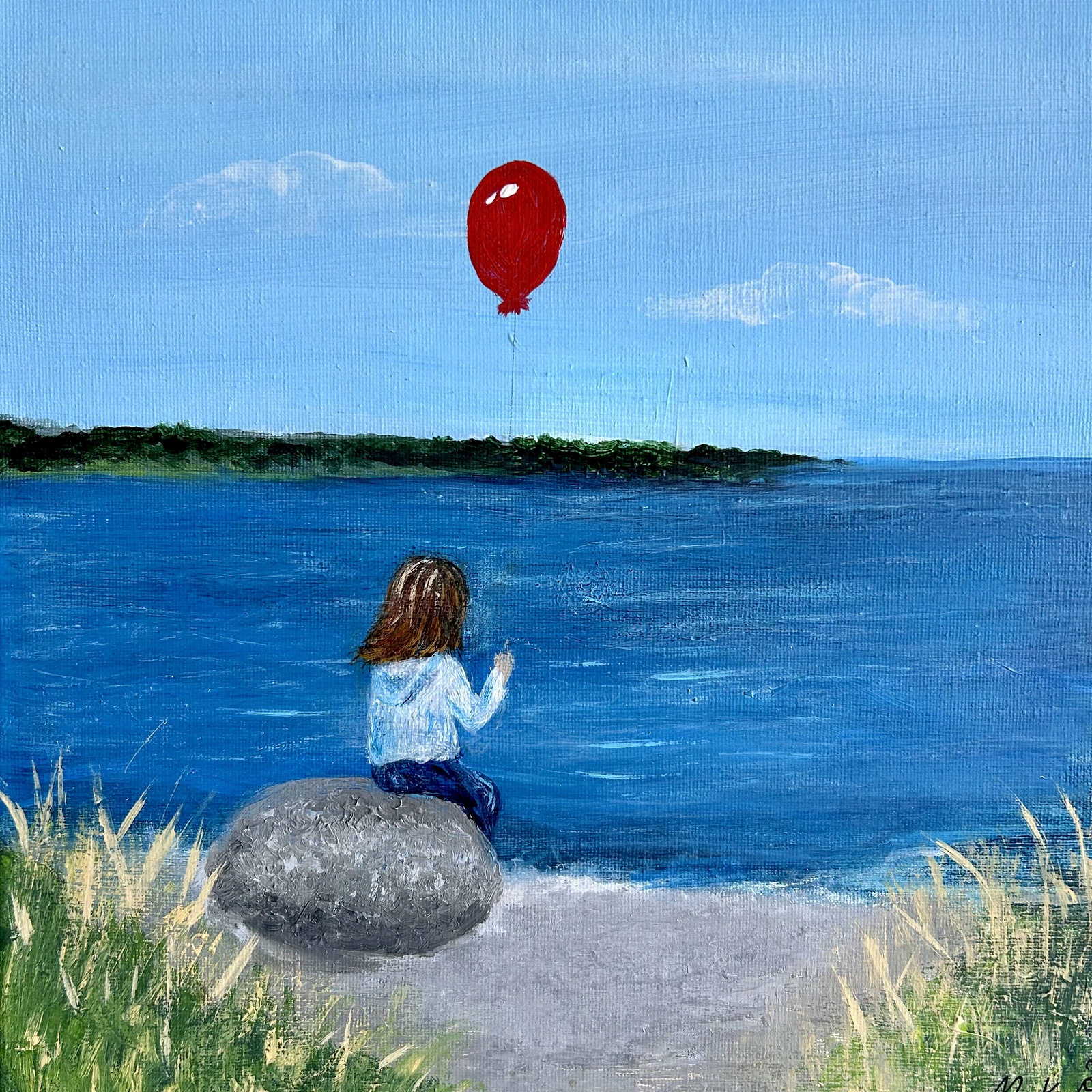 Akrylmålning Havet och jag av Monica Österdahl