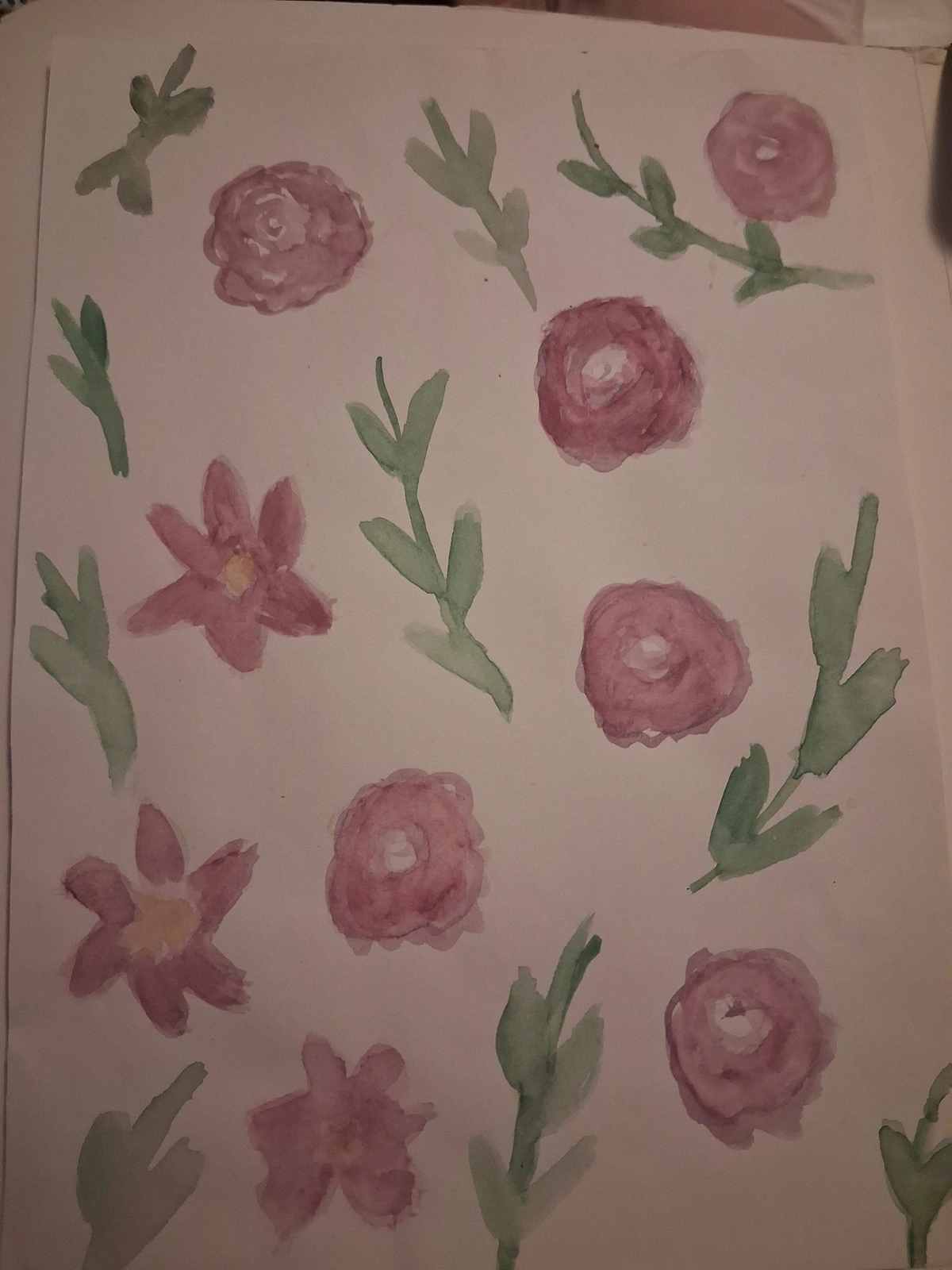Akvarell Purple cosmos and roses flower av Katja Tuovila