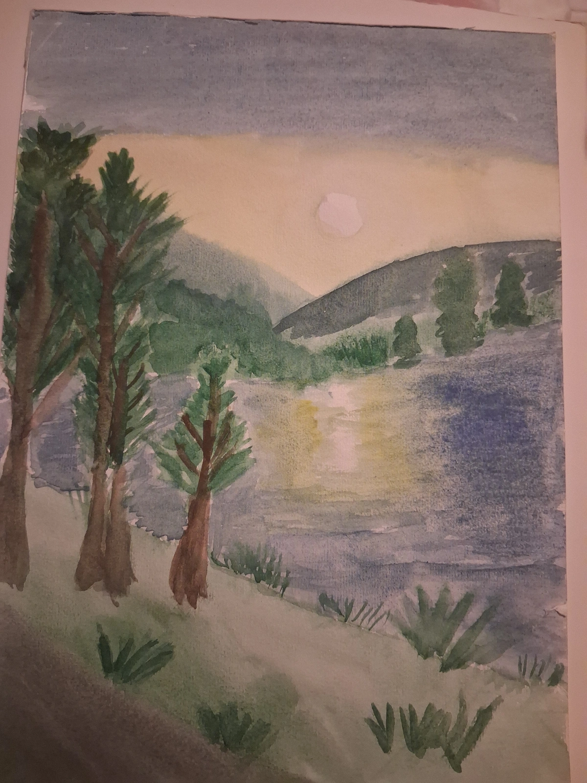 Akvarell Nature and sunset av Katja Tuovila