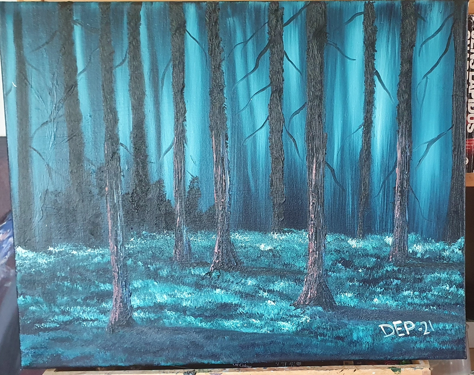 Oljemålning Skog i blått av Diana Perband