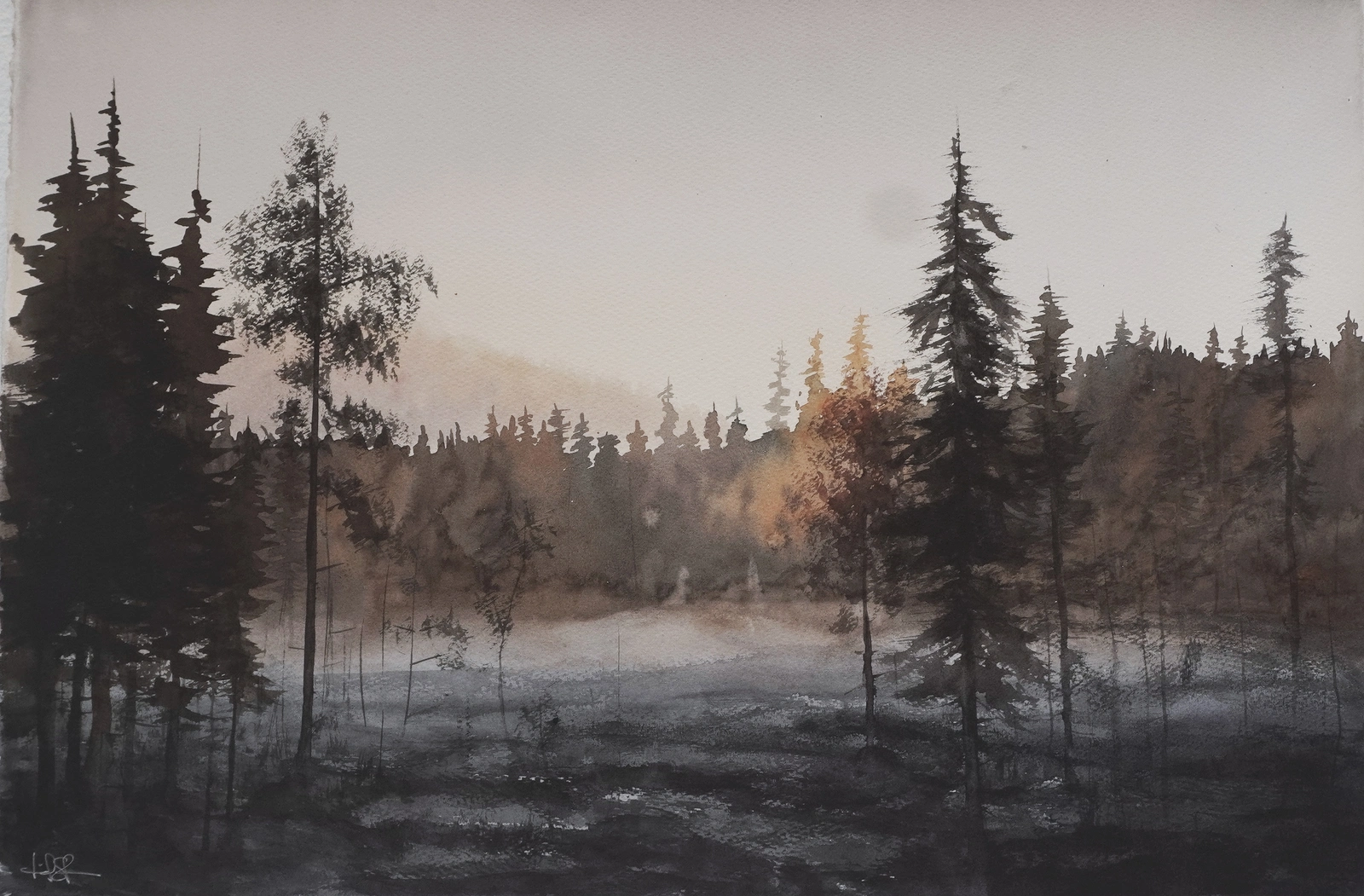 Akvarell När solen vaknar av Leif Stavgren