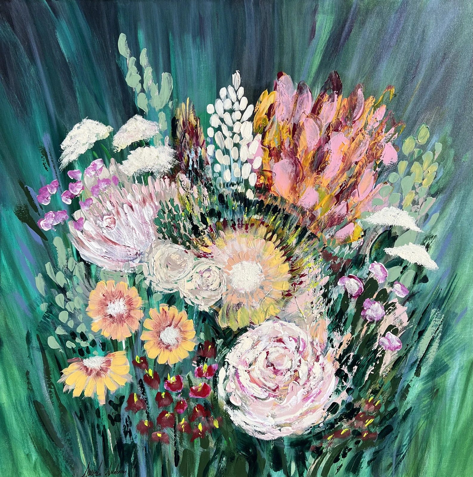 Akrylmålning Hidden Garden av Anne-lee Andersson