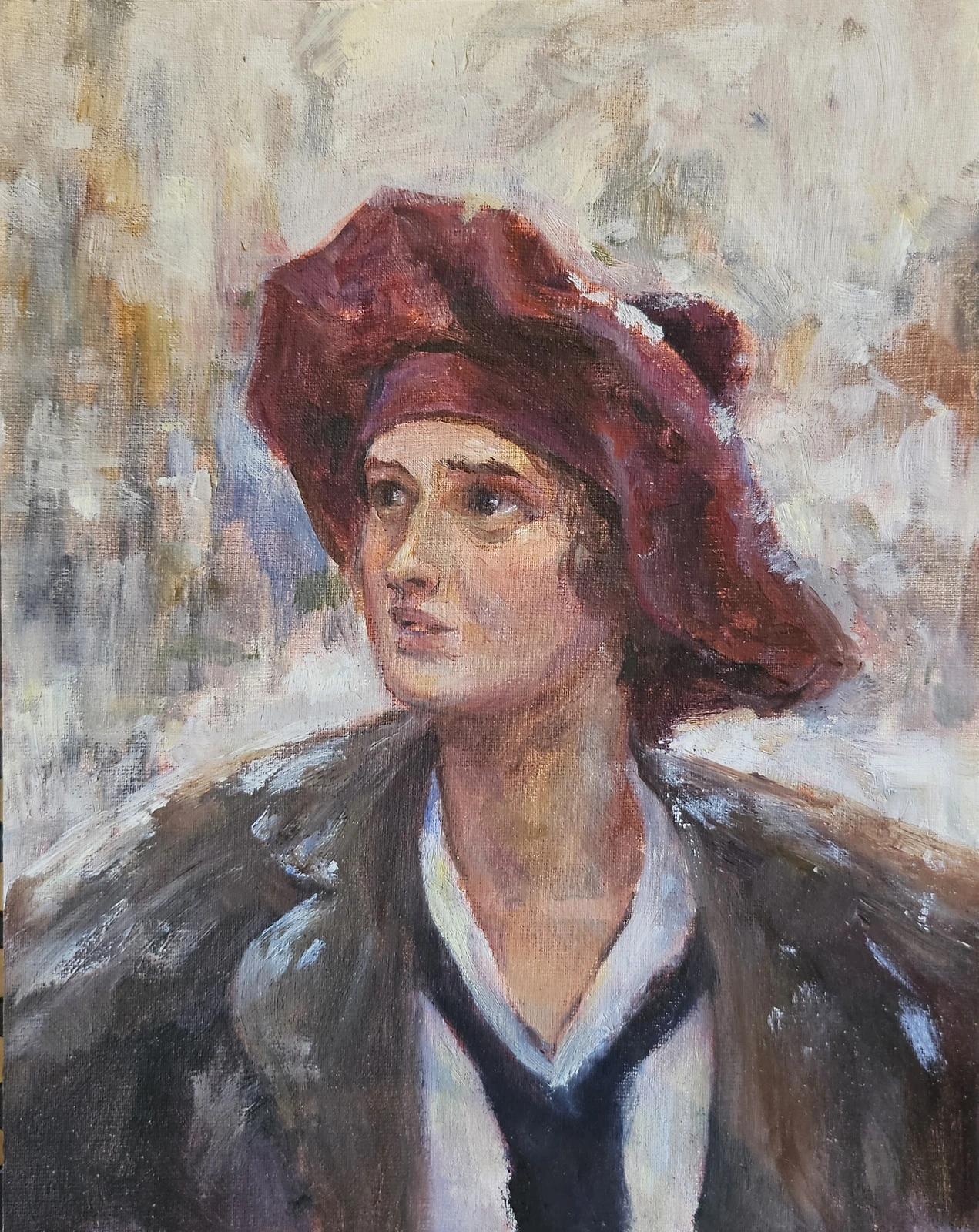 Oljemålning Portrait av Evgenia Shastina