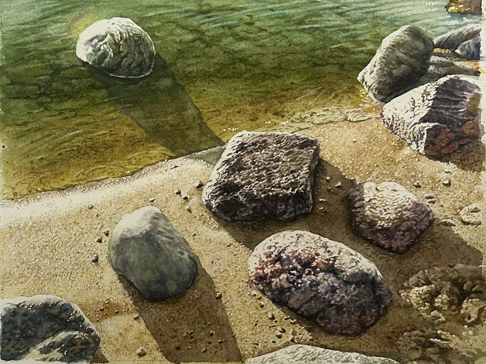 Akvarell Strandstenar av Reine Olsson