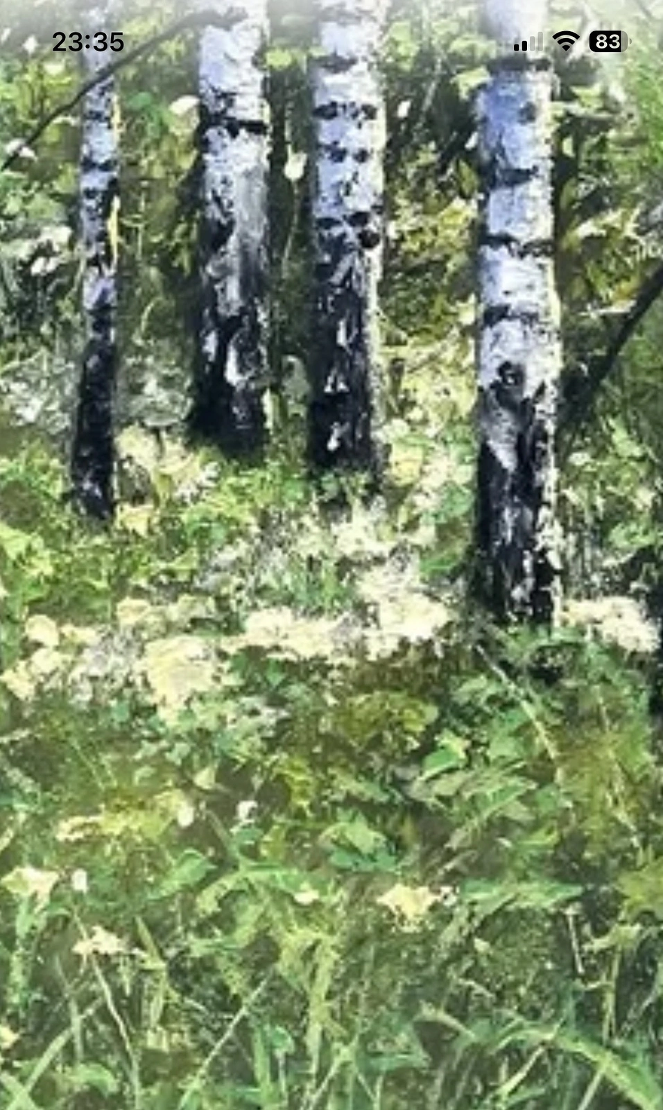 Närbild av målningen solreflexer ge av Notte Hedberg
