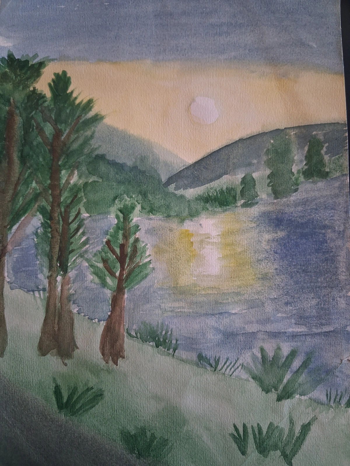 Akvarell Nature and sunset av Katja Tuovila