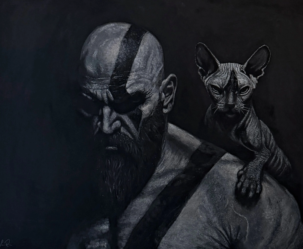 Akrylmålning God of Purr av Sandra Reiche